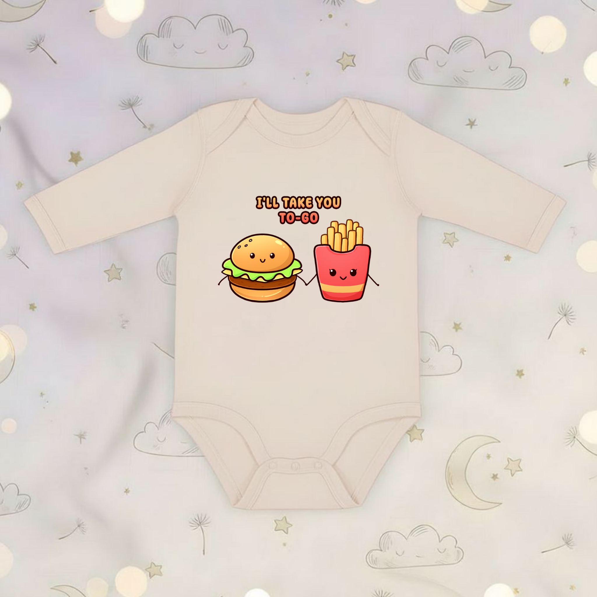 I'll Take You To-Go Burger and Fries Couple Long Sleeve Onesie