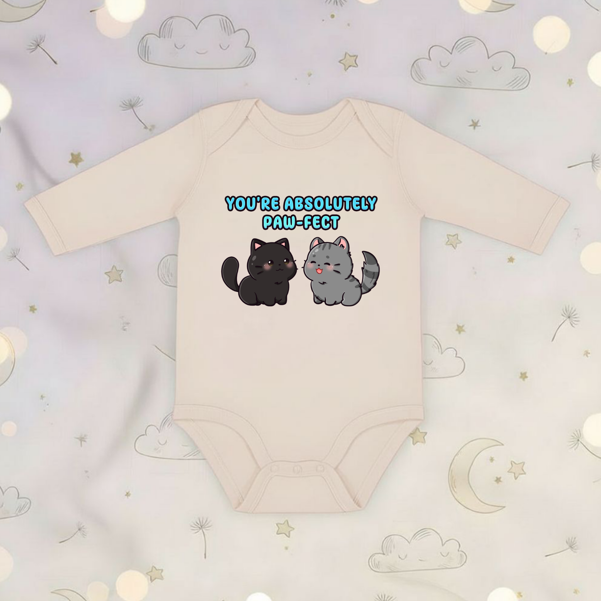 You're Absolutely Paw-Fect Cat Couple Long Sleeve Onesie