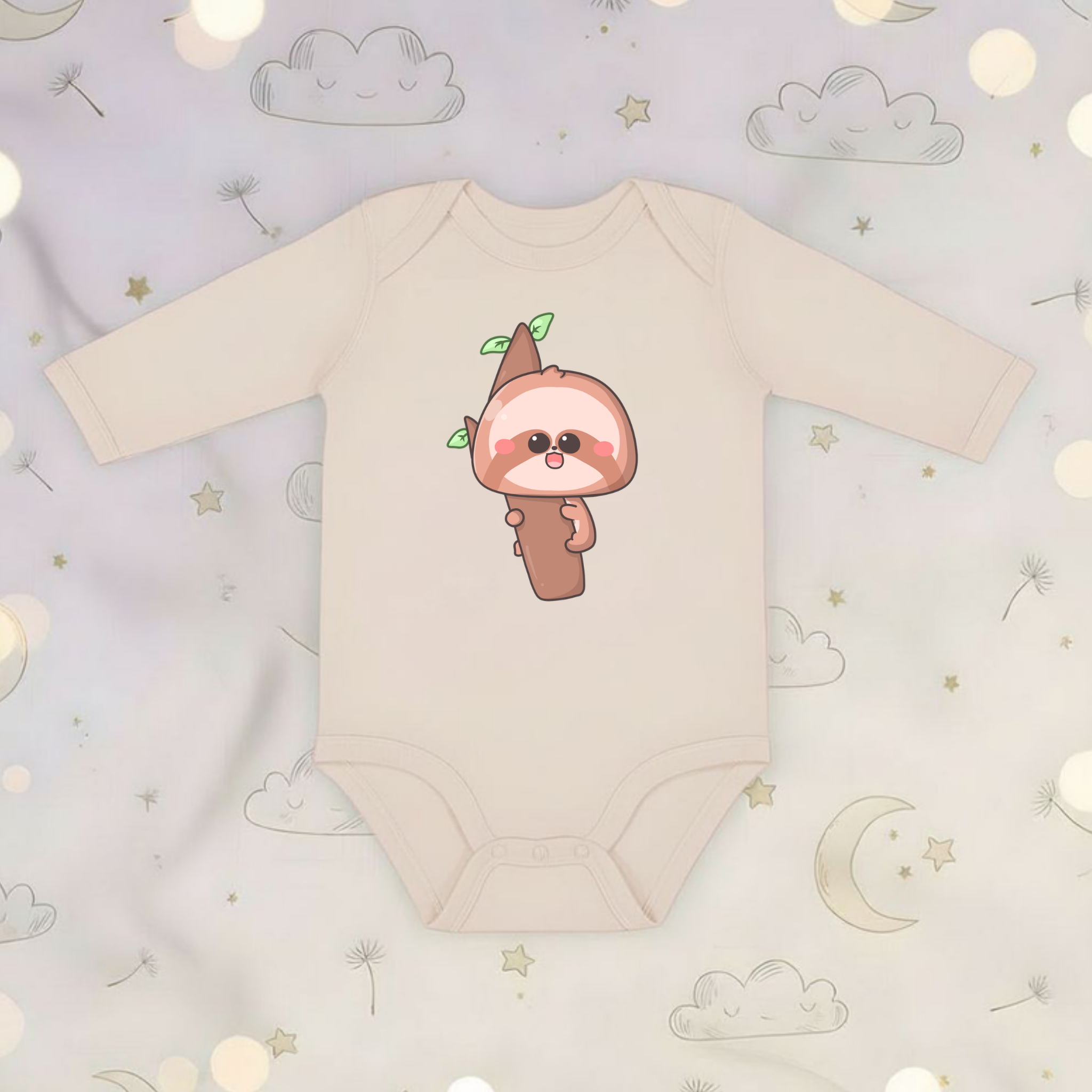 Baby Sloth on a Tree Branch Long Sleeve Onesie