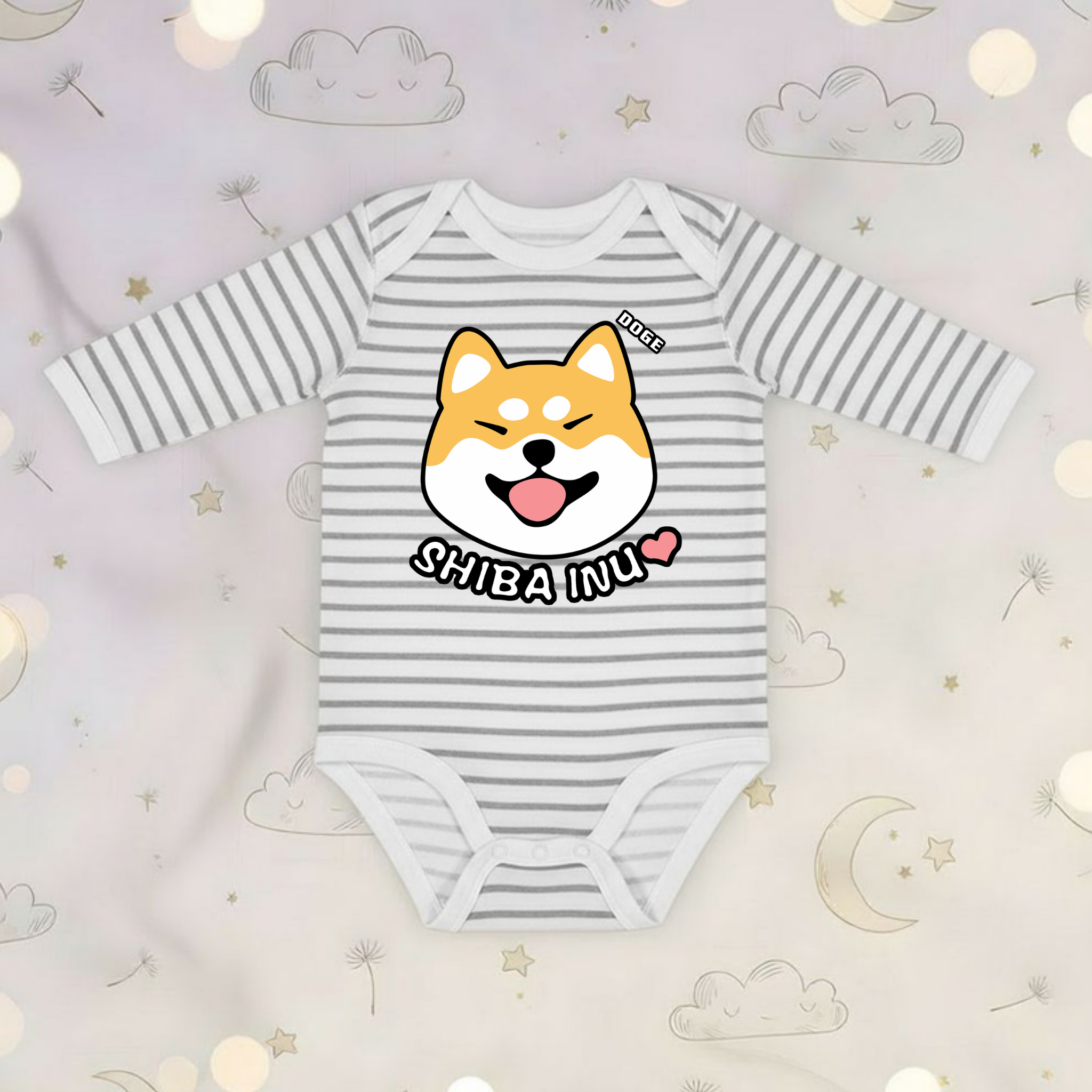 Doge Shiba Inu Face Long Sleeve Onesie