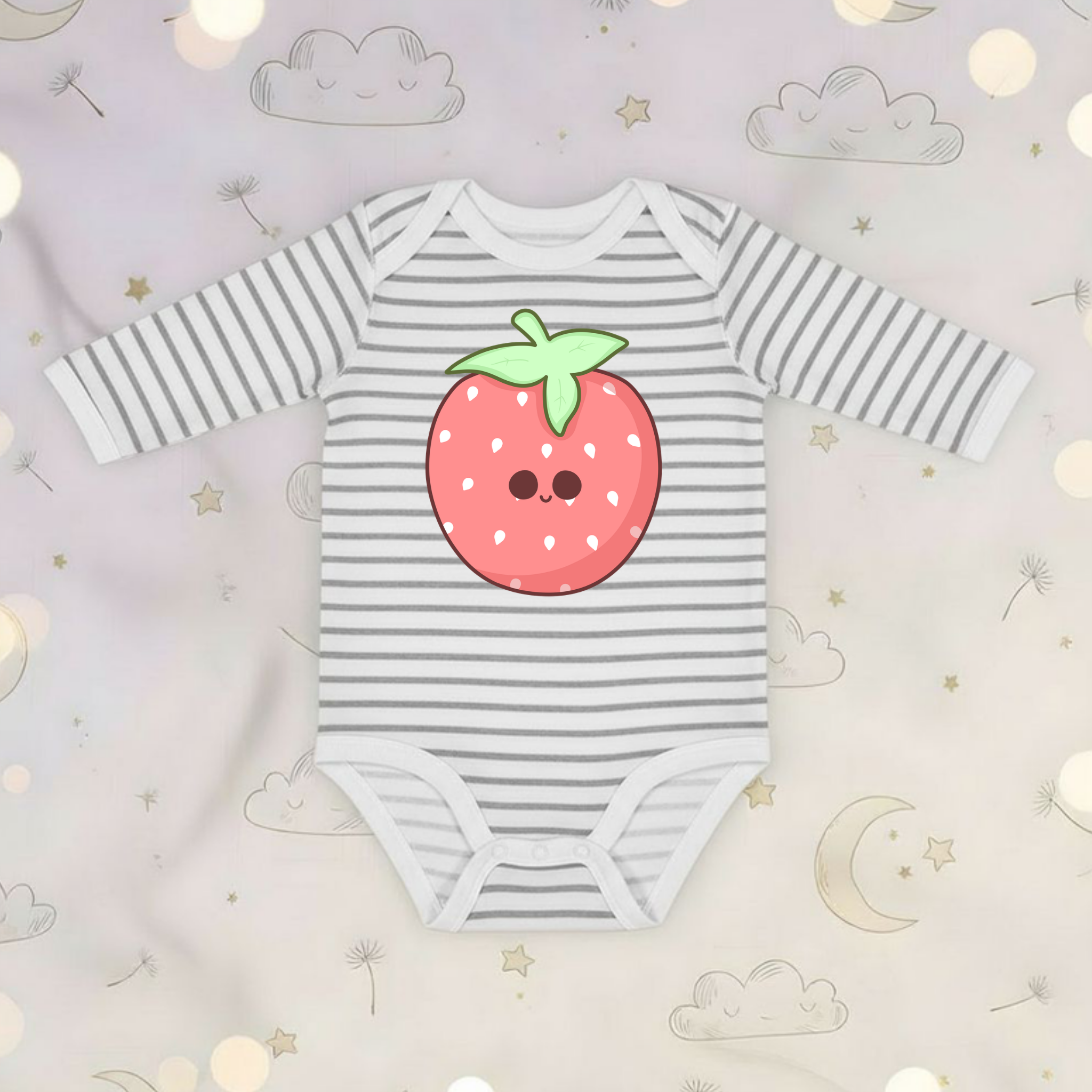 Baby Strawberry Long Sleeve Onesie