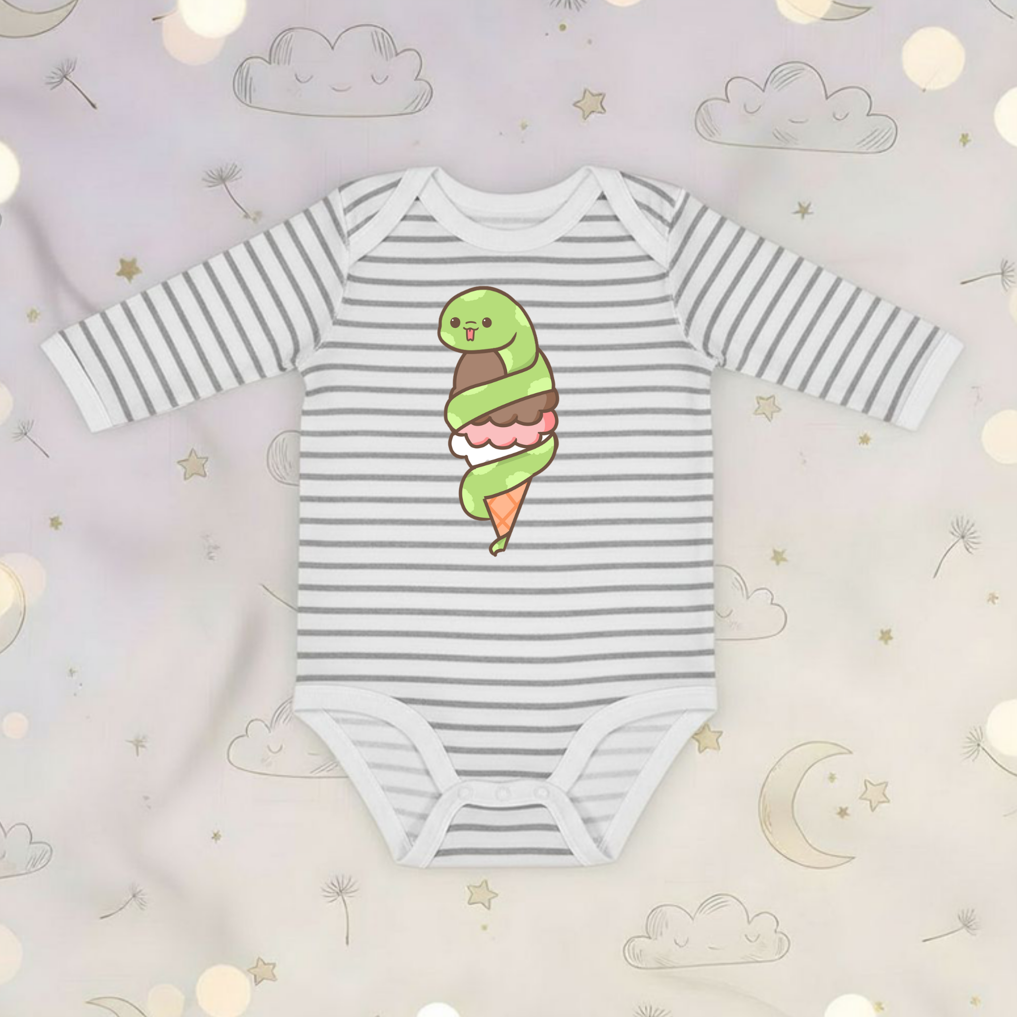 Ice Cream Snake Long Sleeve Onesie