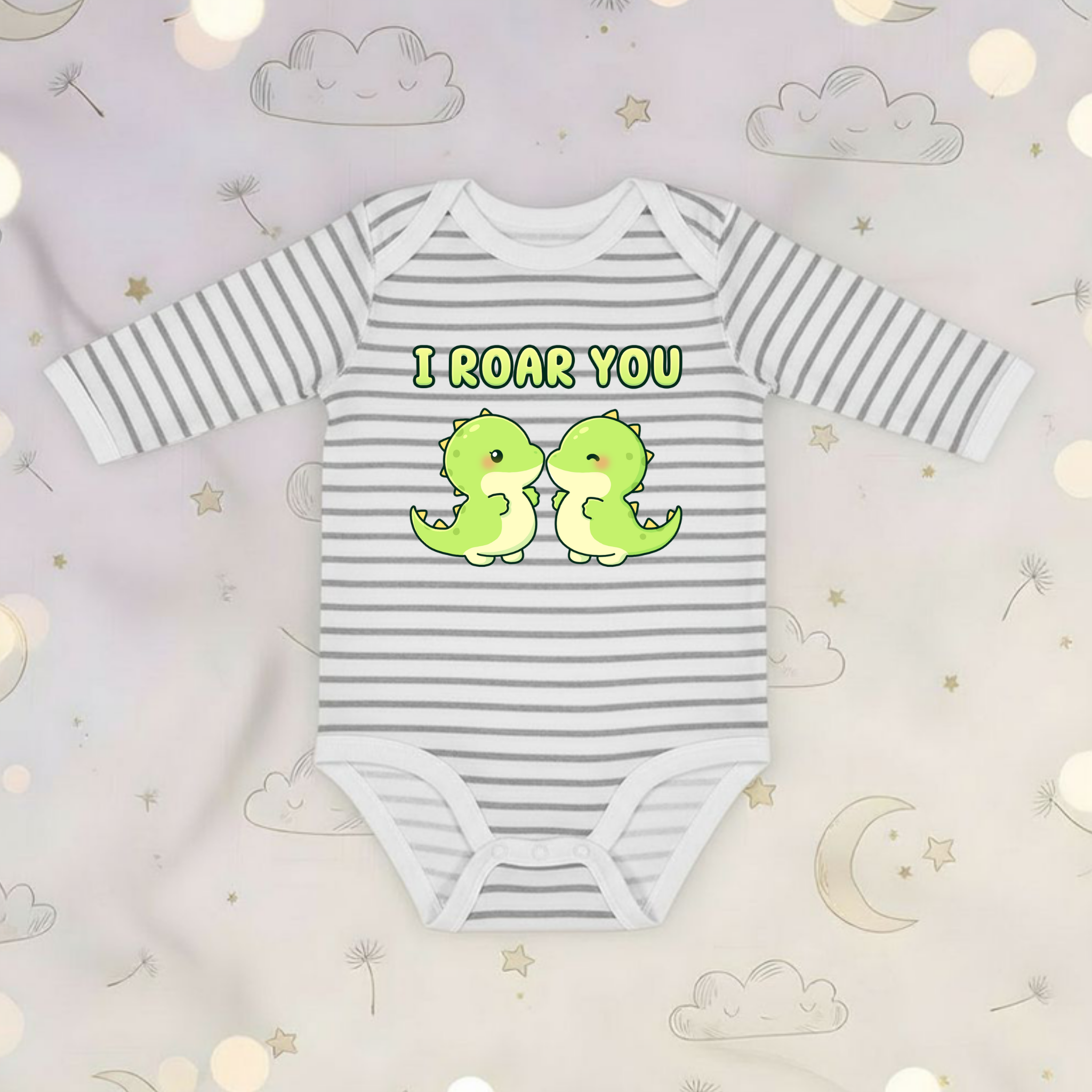 I Roar You Dinosaur Couple Long Sleeve Onesie