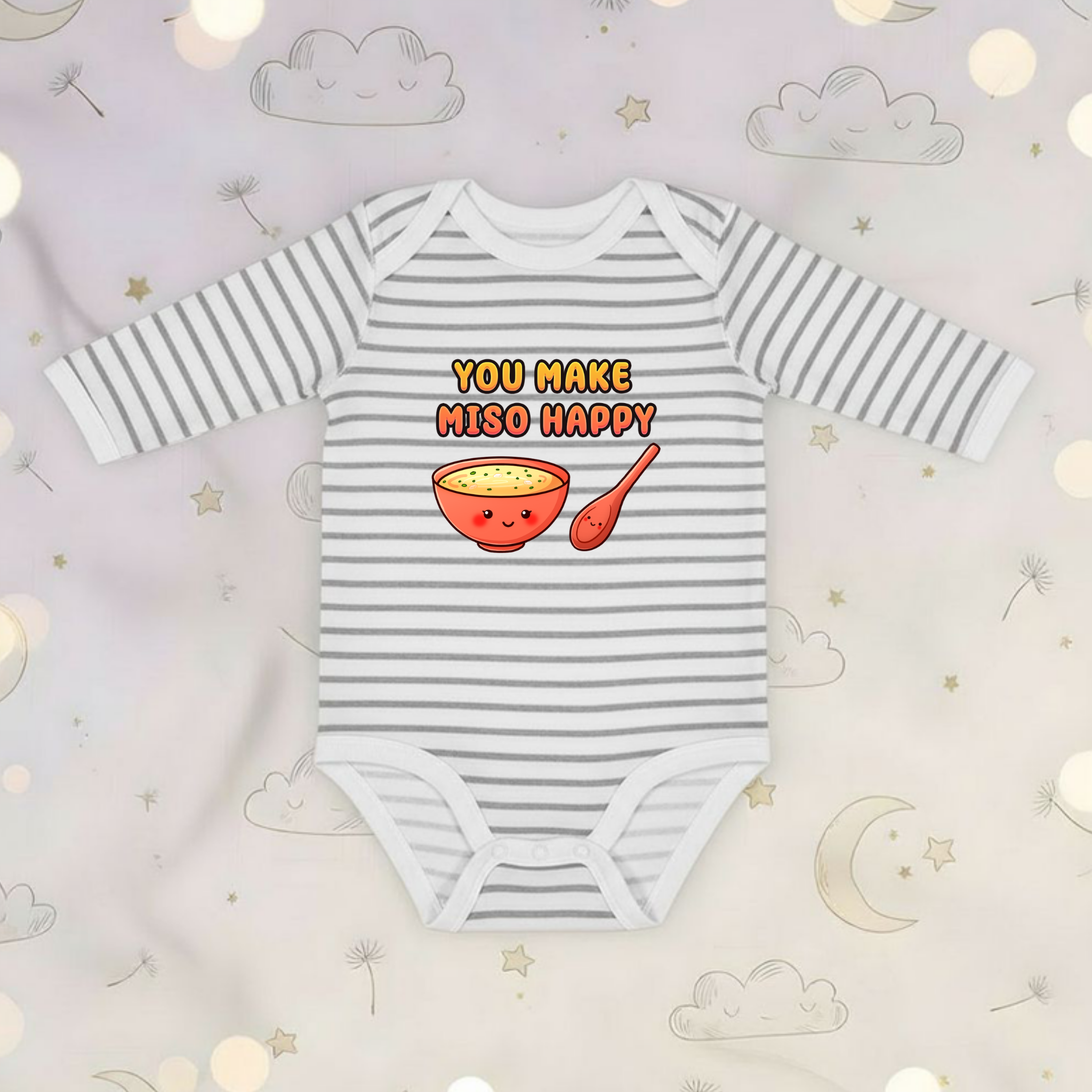 You Make Miso Happy Miso Soup and Spoon Couple Long Sleeve Onesie