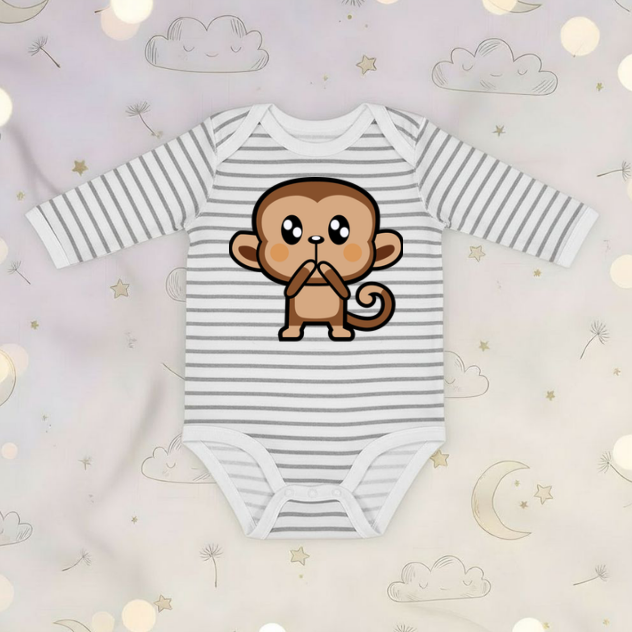 Shocked Monkey Long Sleeve Onesie