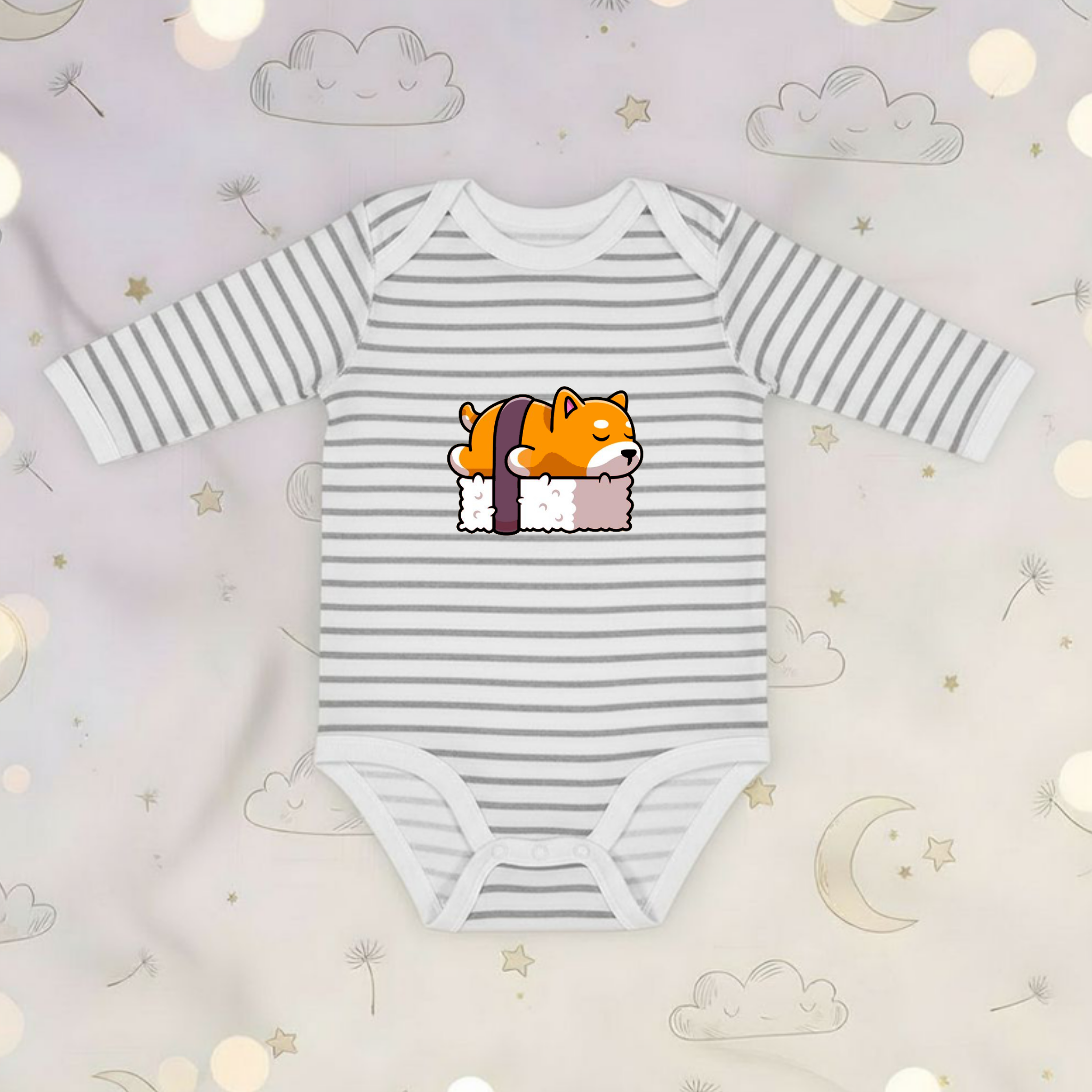 Dog Sleeping on Sushi Long Sleeve Onesie