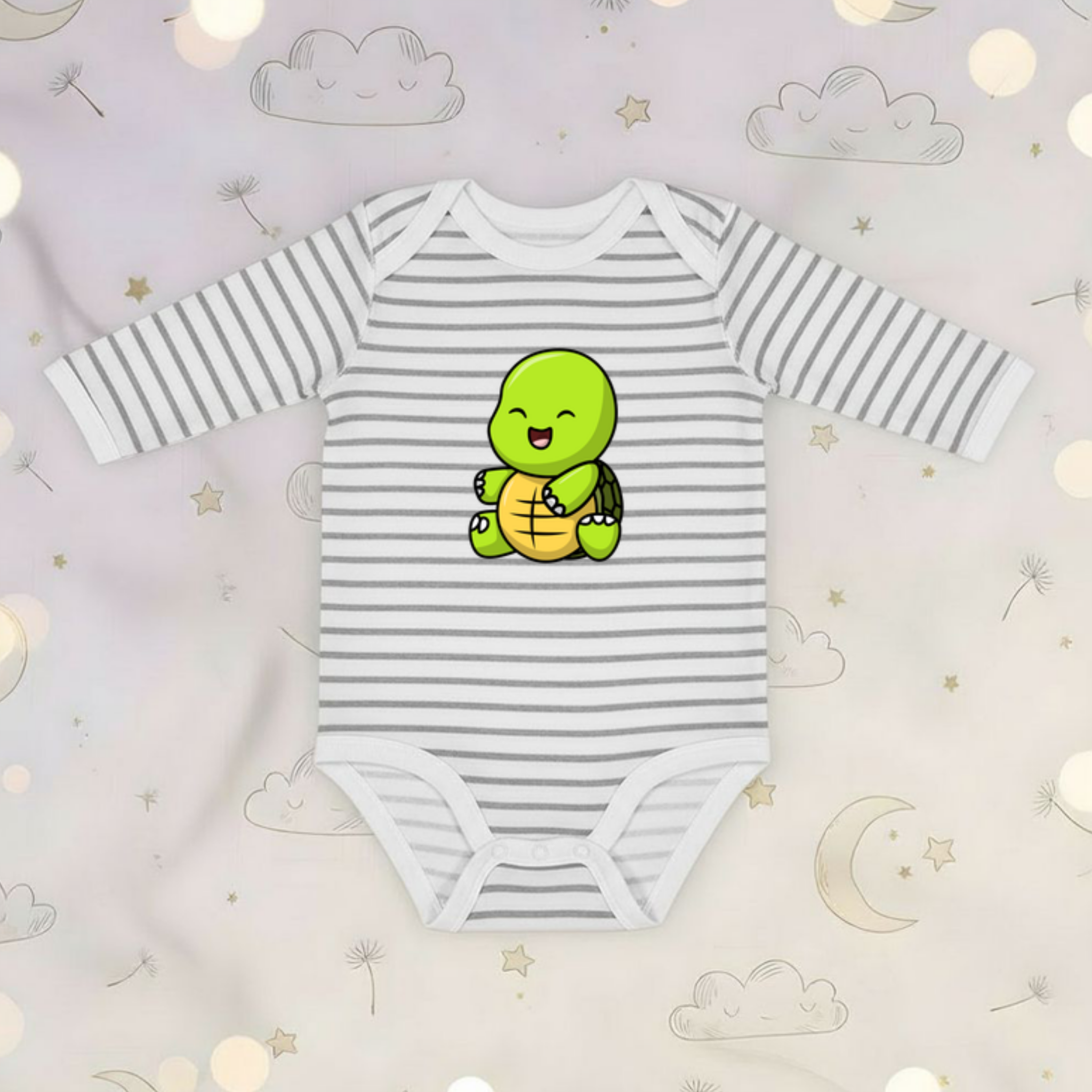 Sitting Baby Turtle Long Sleeve Onesie