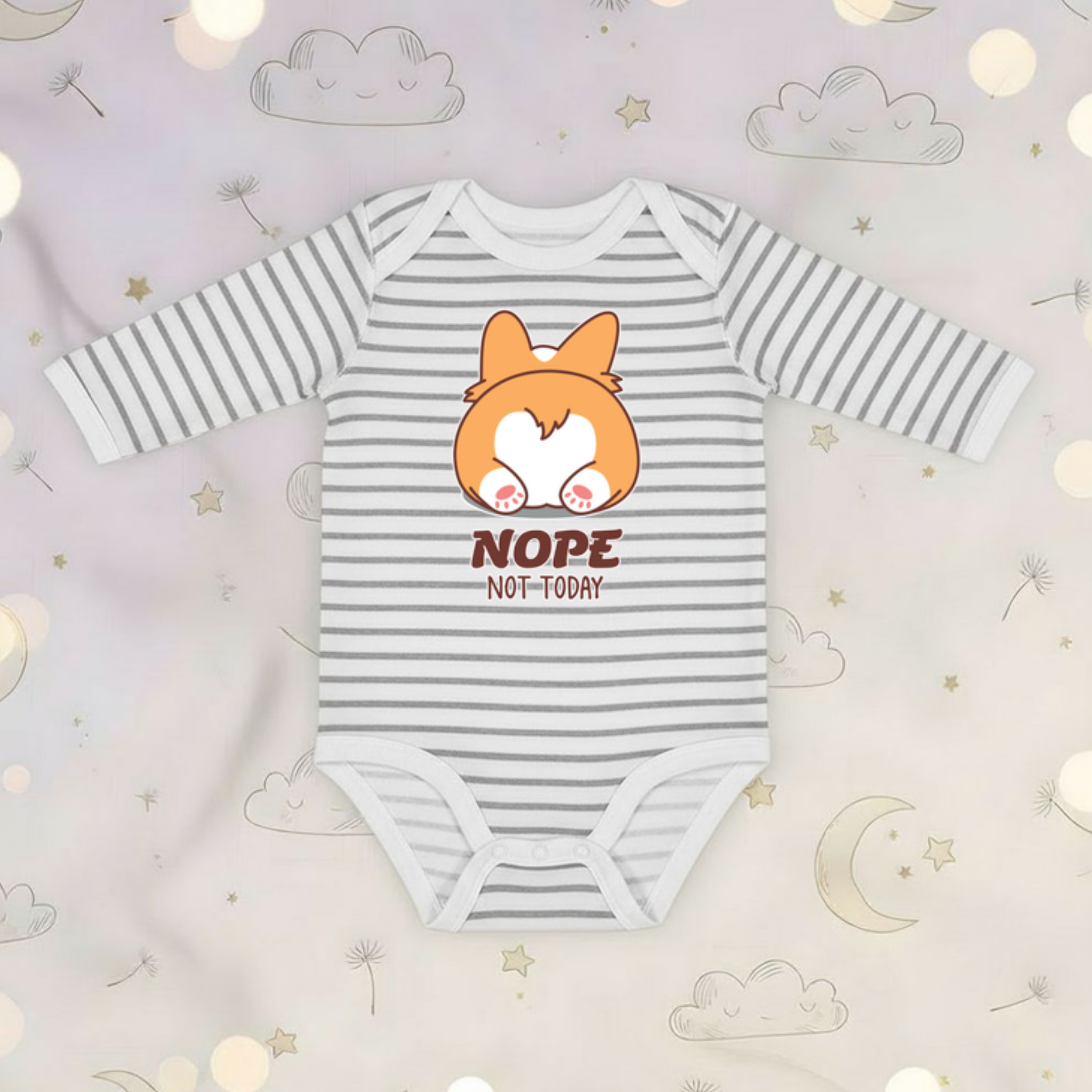 Nope Not Today Dog Butt Long Sleeve Onesie