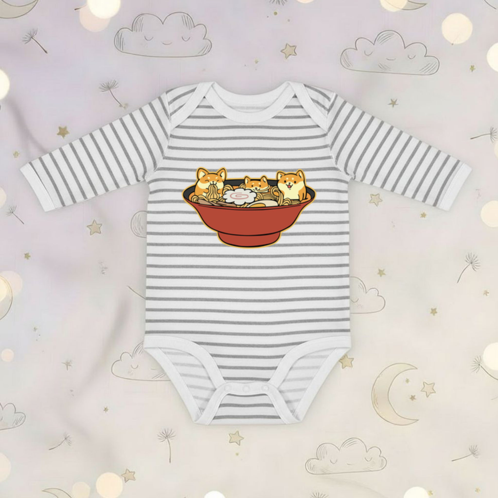 Shiba Inu Ramen Bowl Long Sleeve Onesie