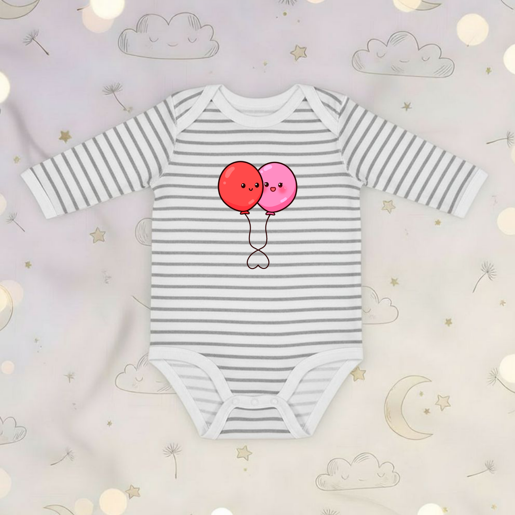 Balloon Couple Long Sleeve Onesie