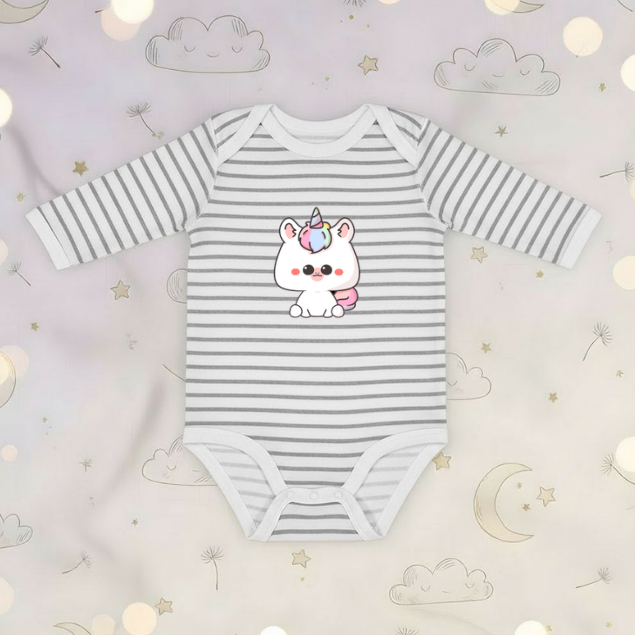 Rainbow Baby Unicorn Long Sleeve Onesie