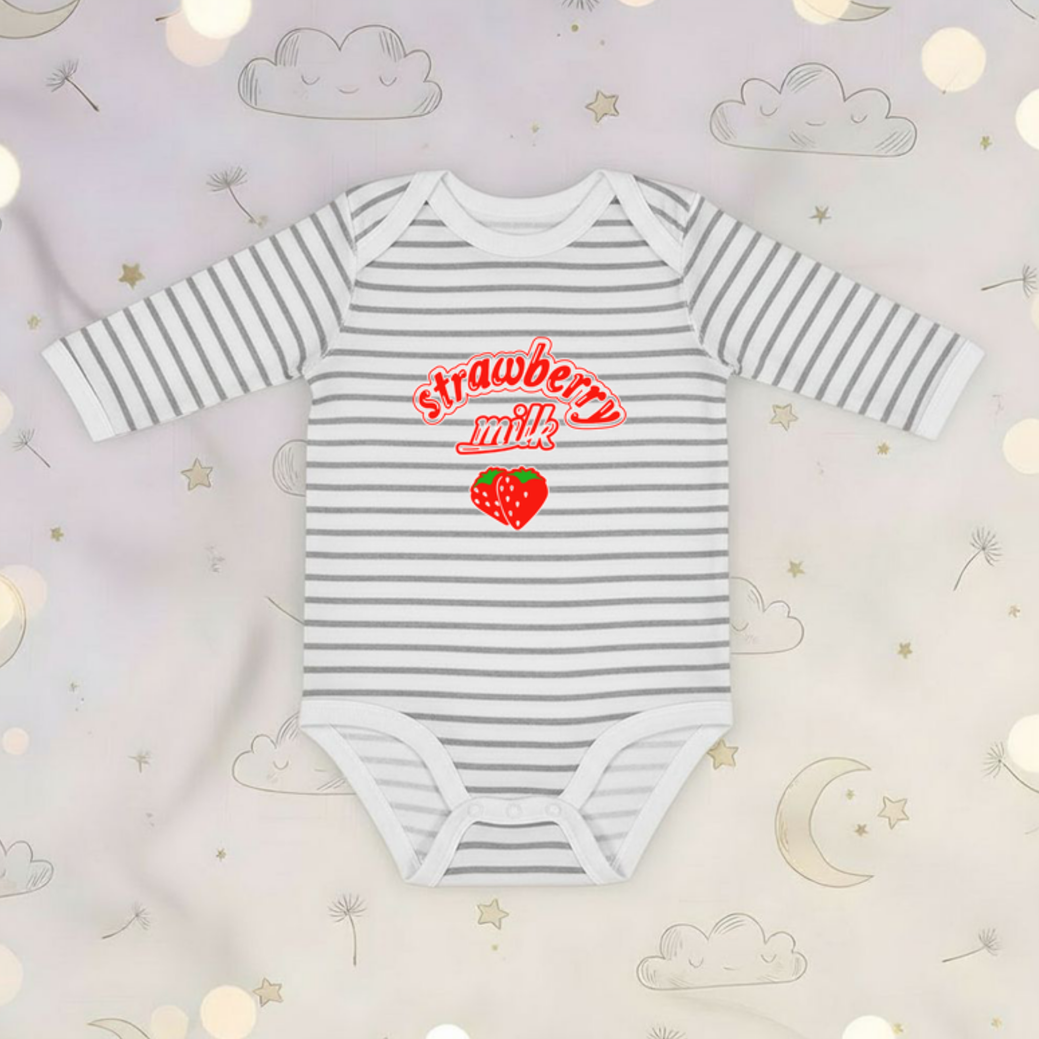 Strawberry Milk Long Sleeve Onesie