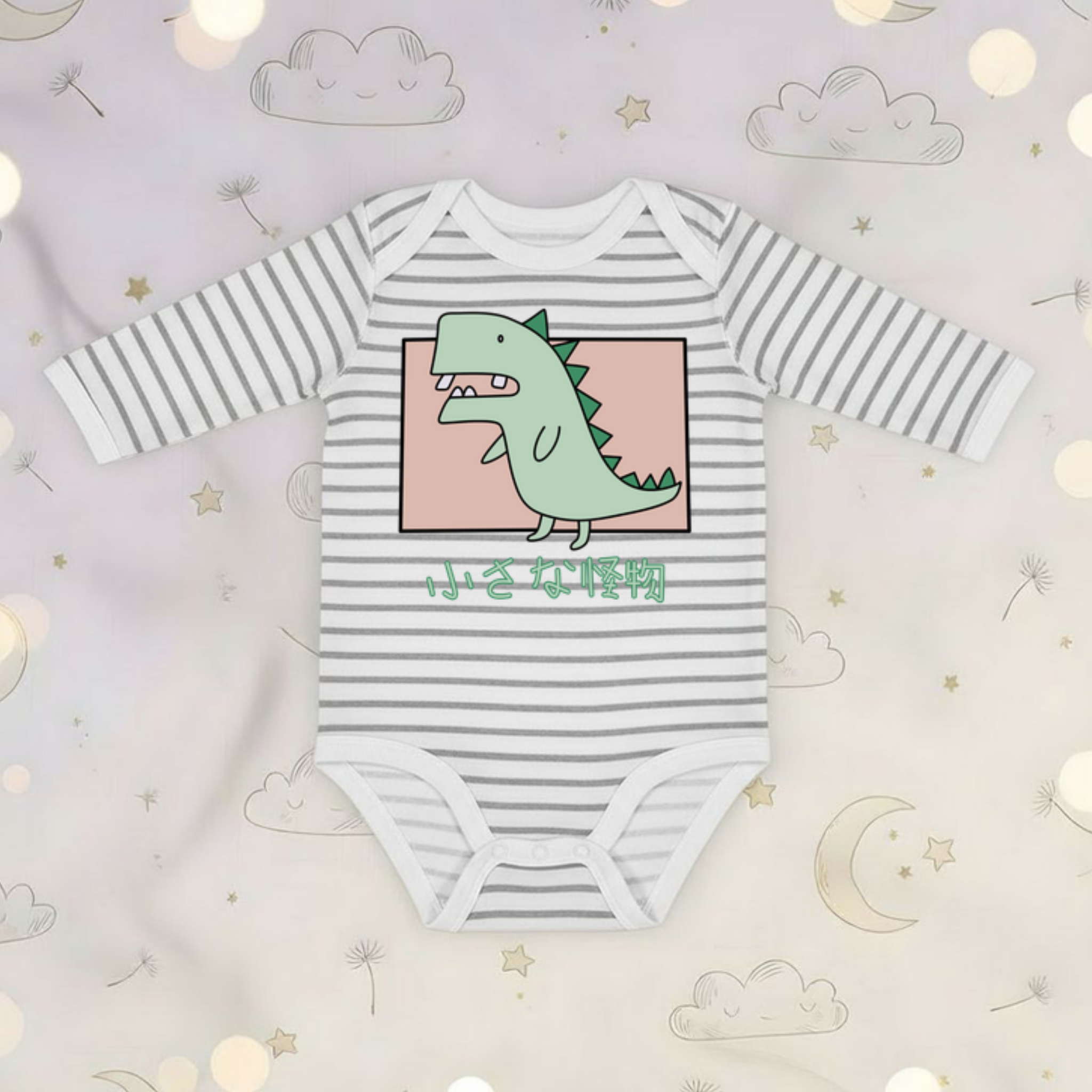 Crooked Toothed T-Rex Long Sleeve Onesie