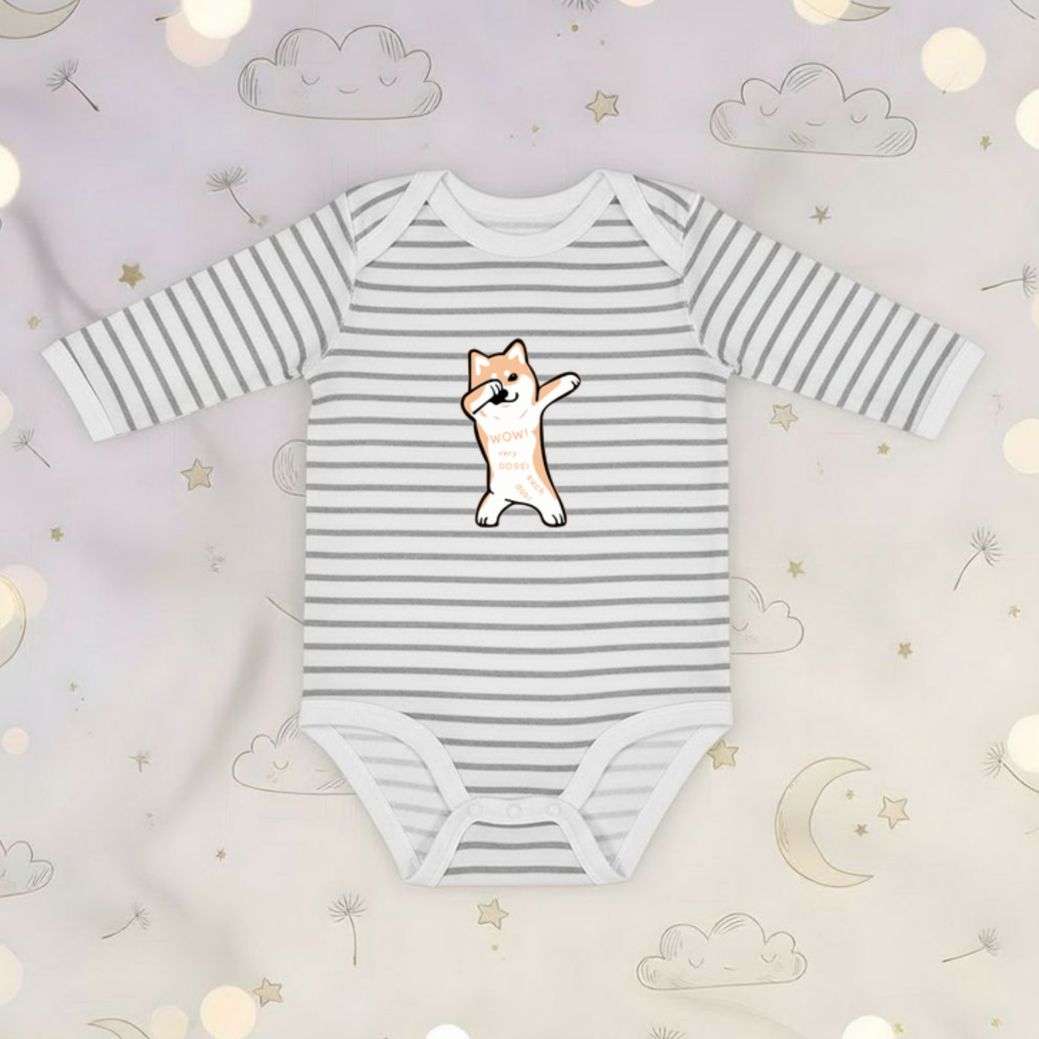 Dabbing Doge Dog Long Sleeve Onesie