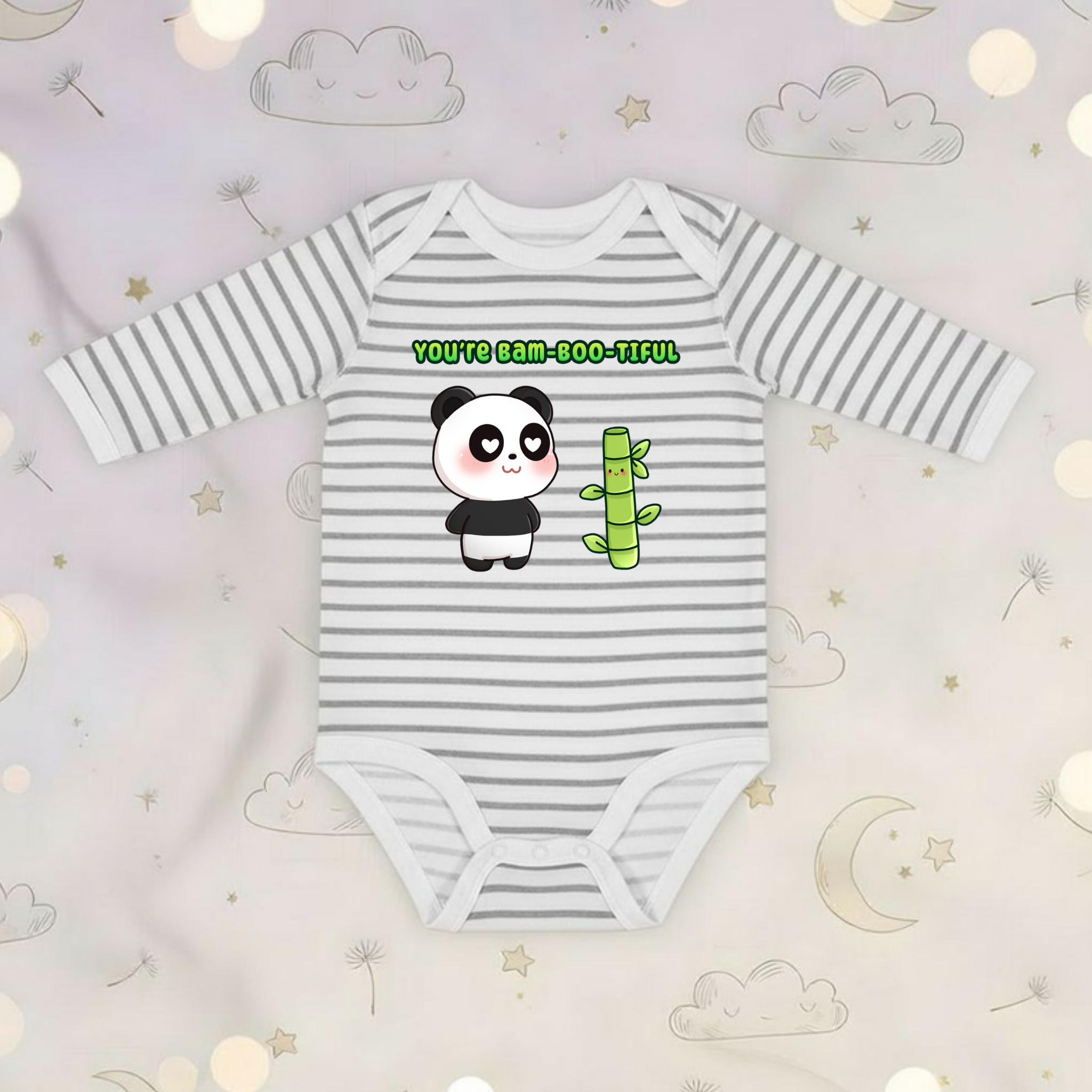 You're Bam-Boo-Tiful Panda and Bamboo Couple Long Sleeve Onesie