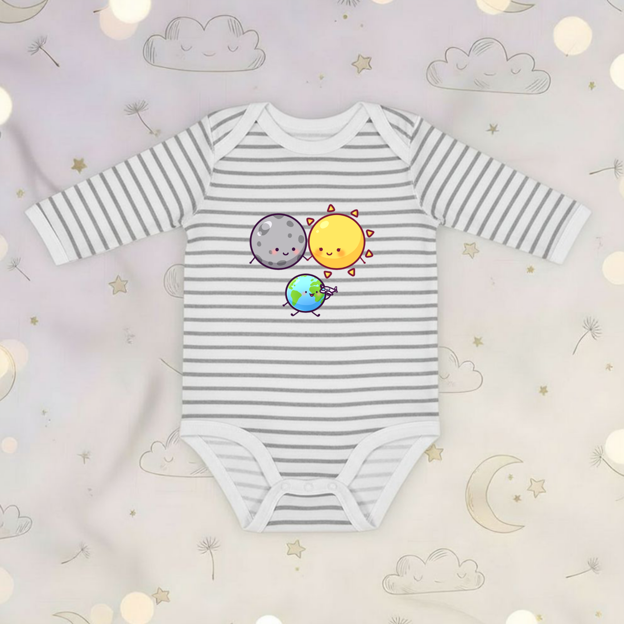 Sun Moon and Earth Family Long Sleeve Onesie