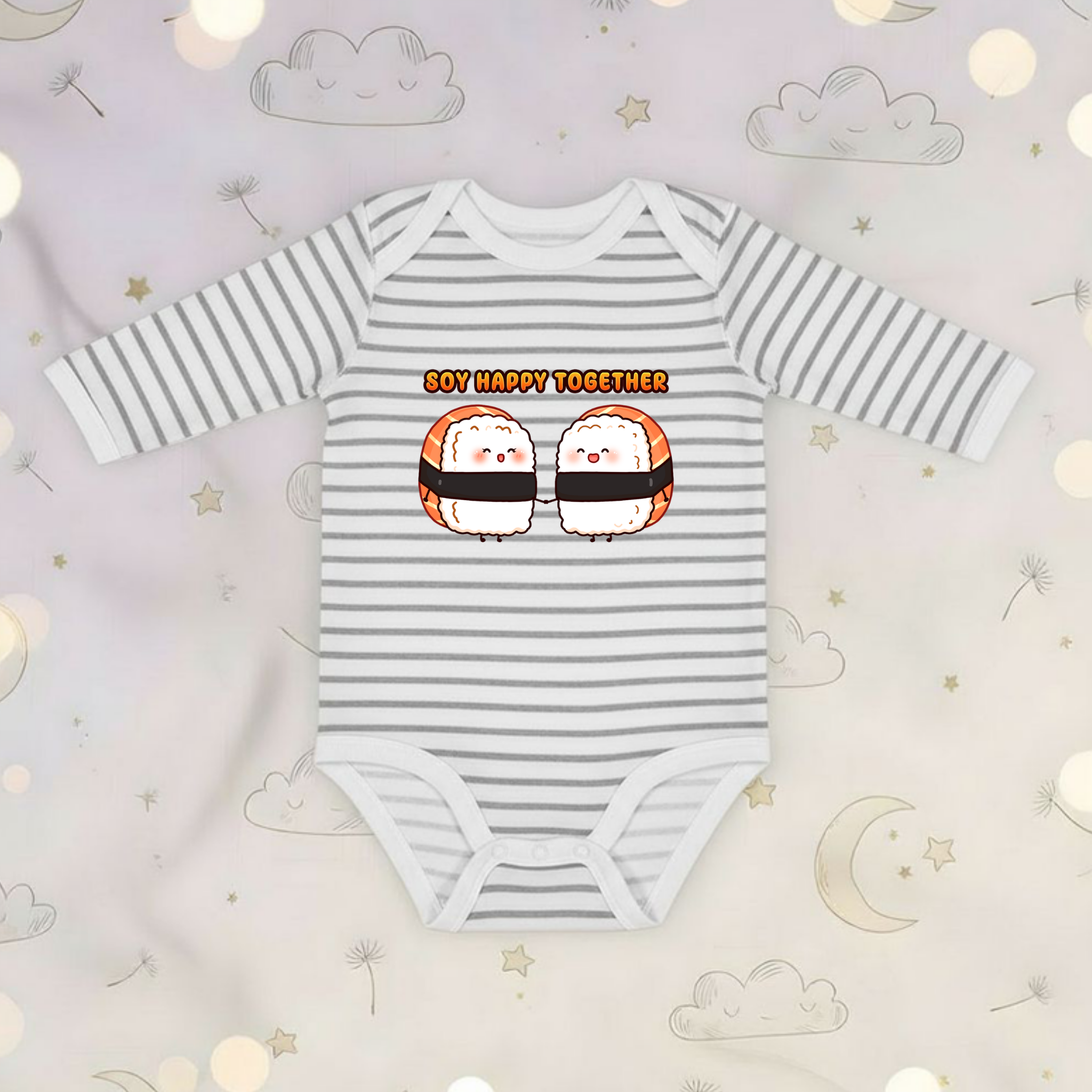 Soy Happy Together Sushi Couple Long Sleeve Onesie