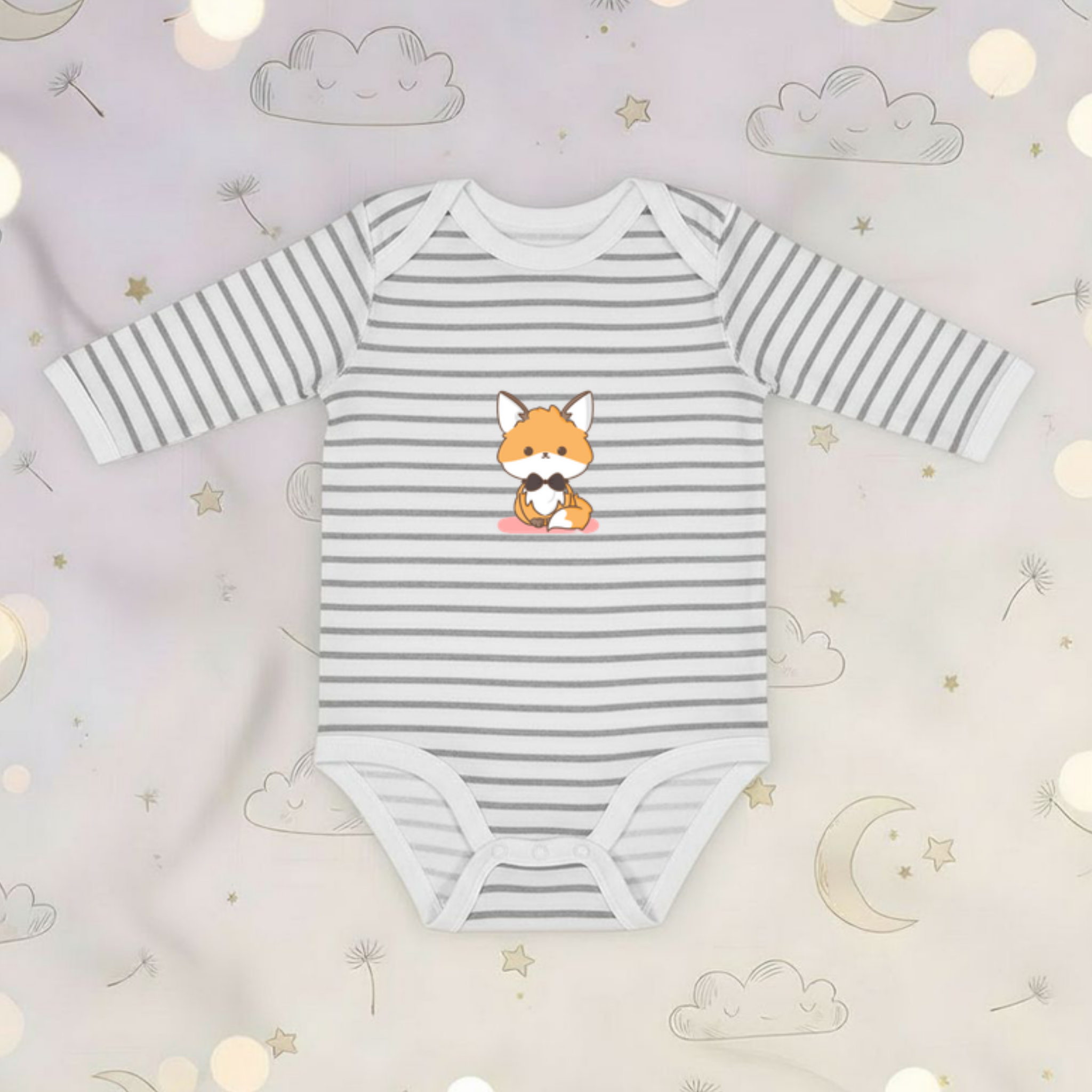 Bowtie Fox Long Sleeve Onesie