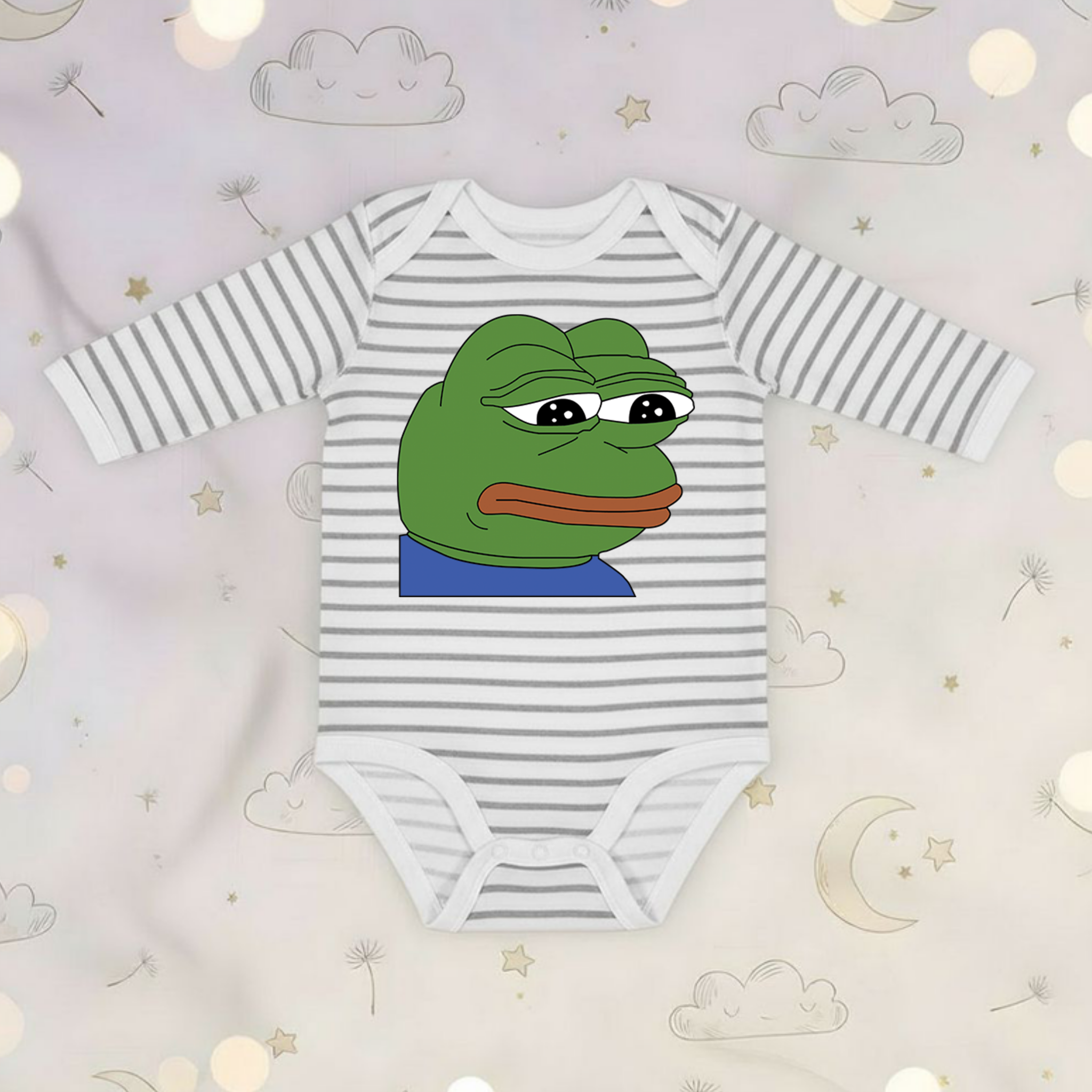 Sad Pepe the Frog Long Sleeve Onesie