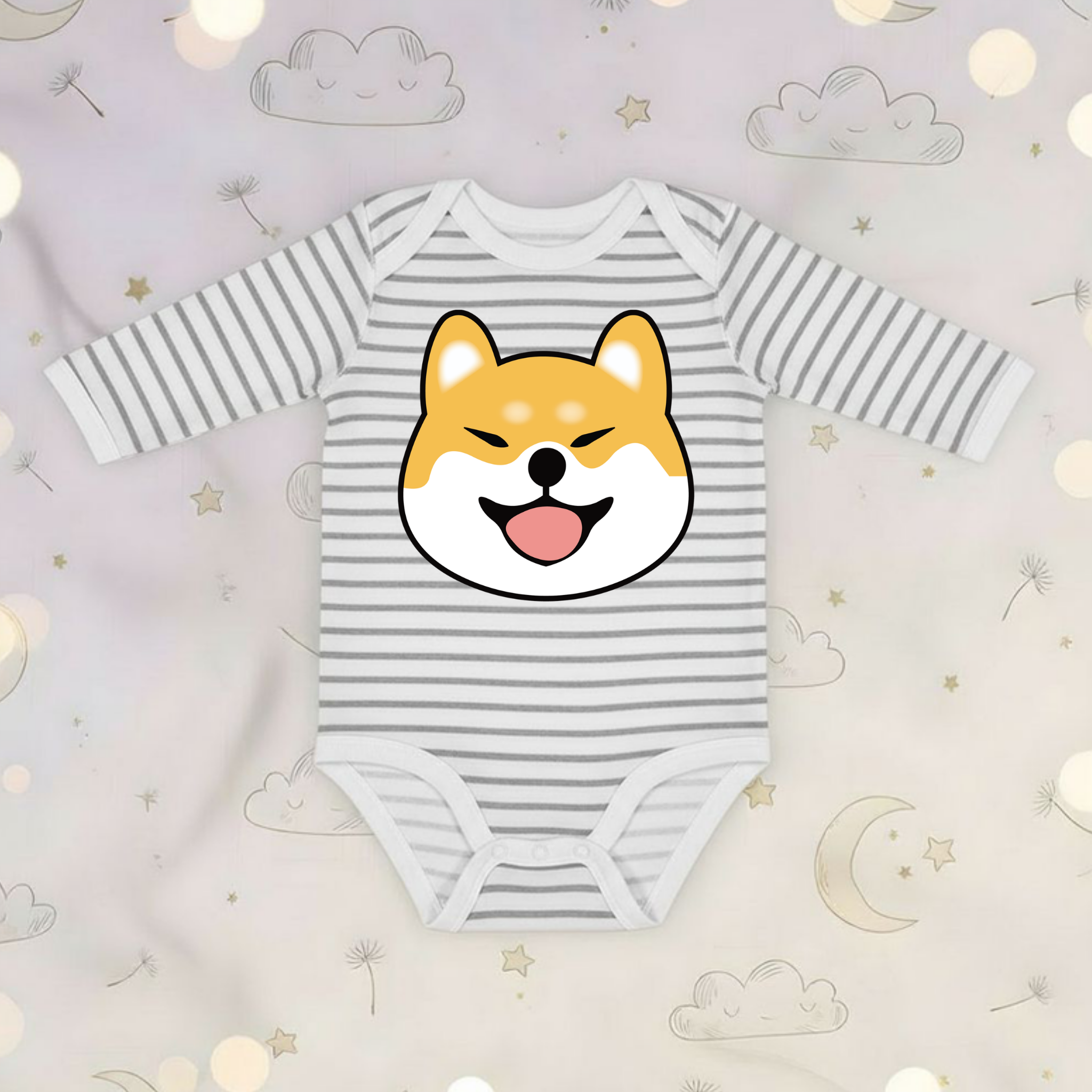 Shiba Inu Face Long Sleeve Onesie