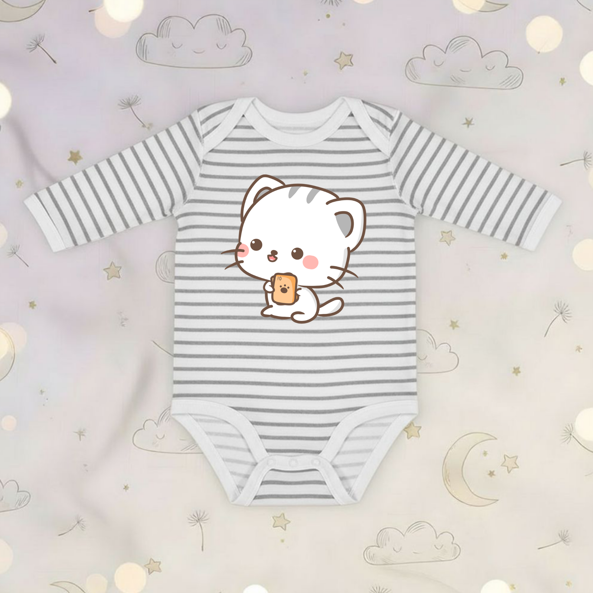 Cat Playing Cards Long Sleeve Onesie