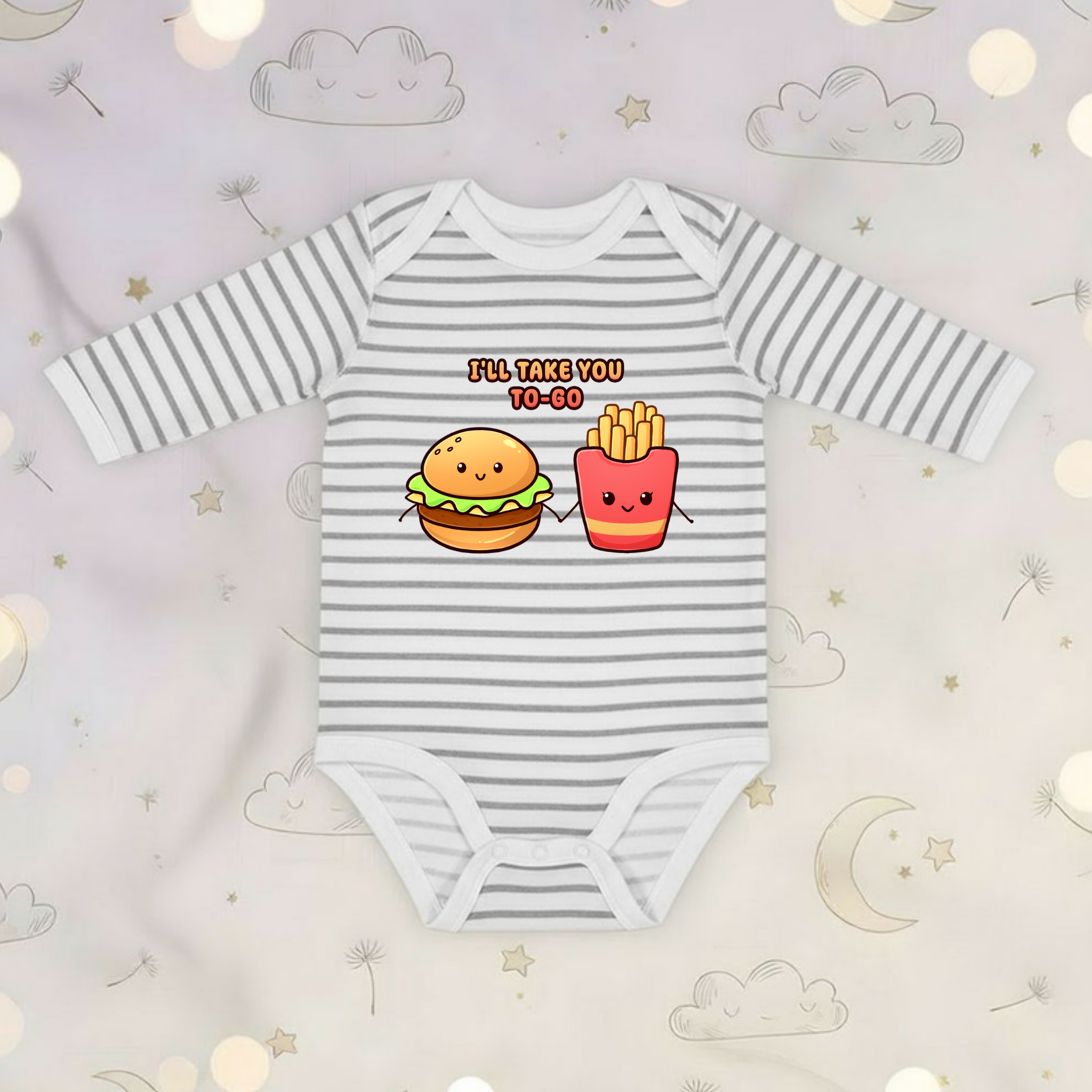 I'll Take You To-Go Burger and Fries Couple Long Sleeve Onesie