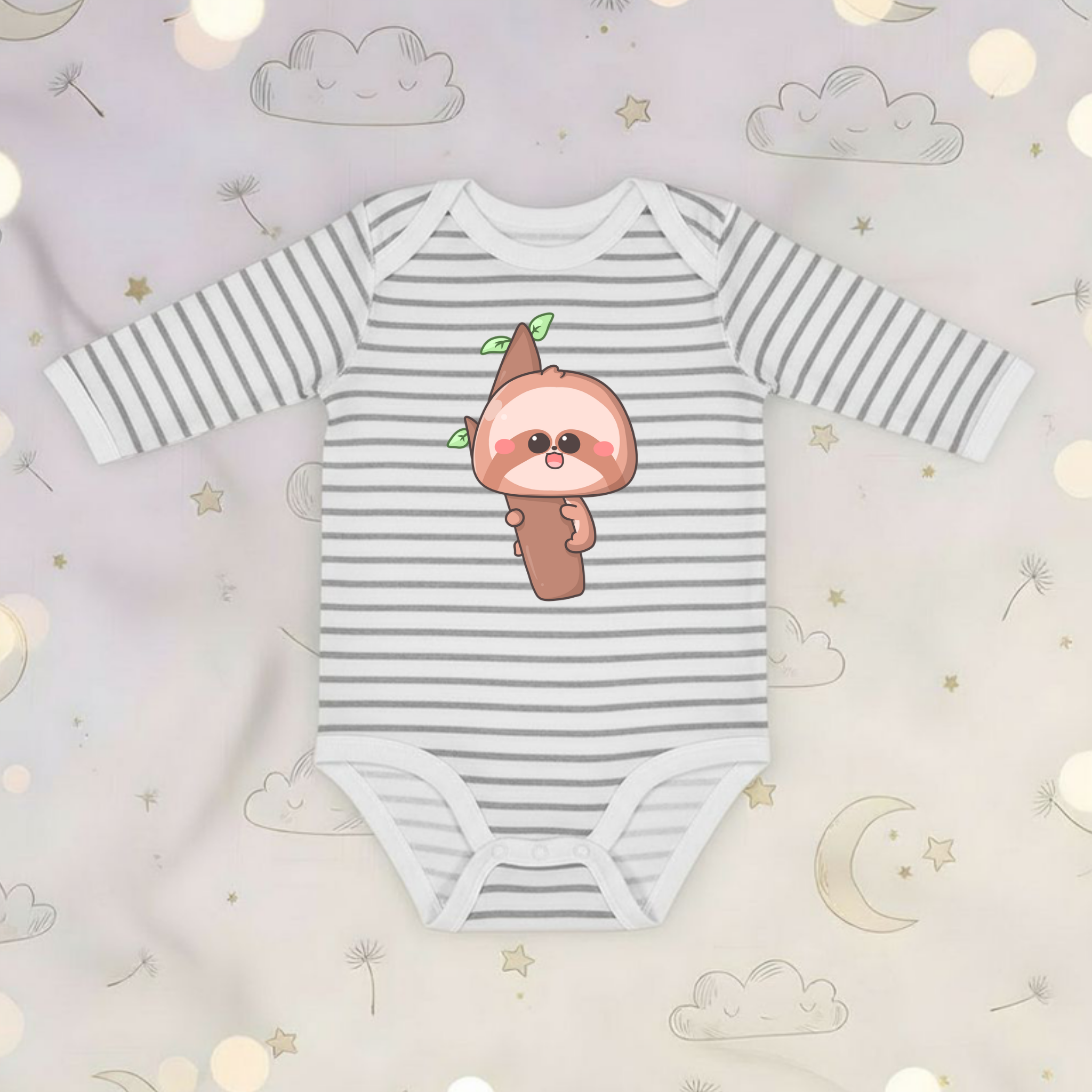 Baby Sloth on a Tree Branch Long Sleeve Onesie