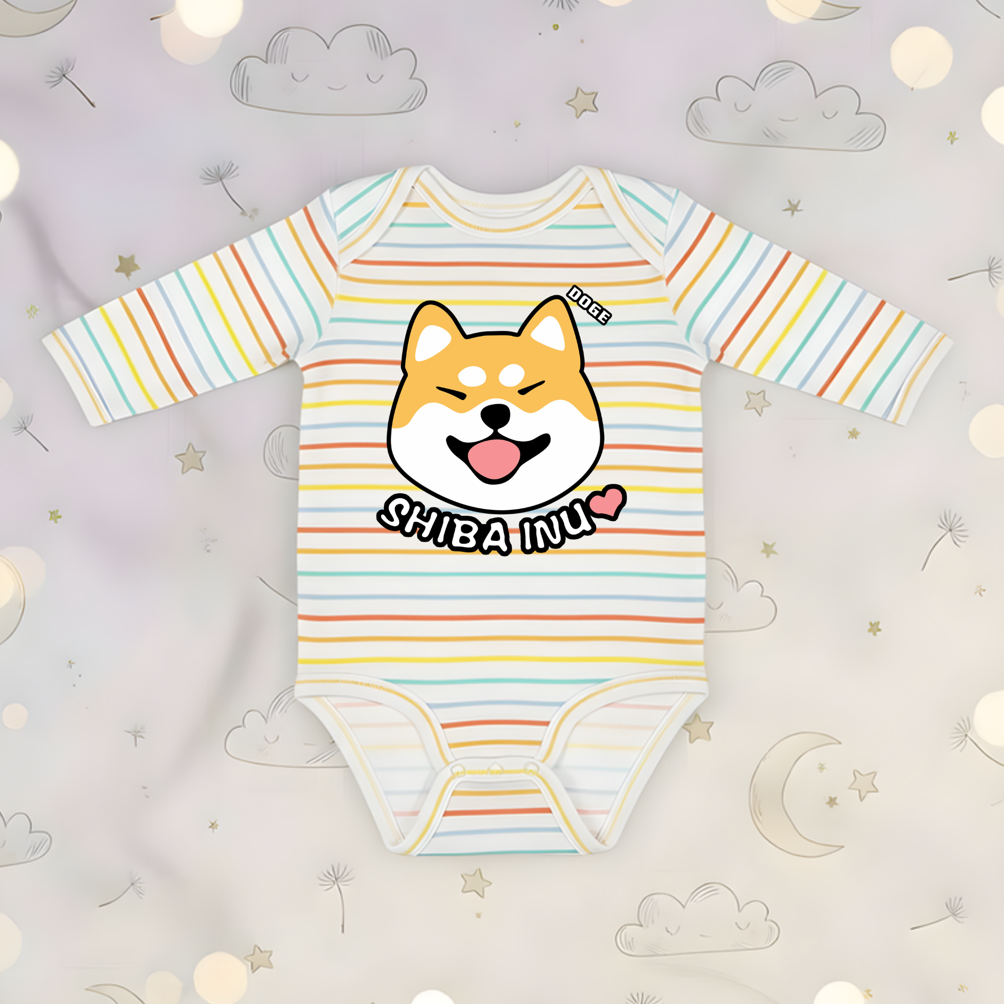 Doge Shiba Inu Face Long Sleeve Onesie