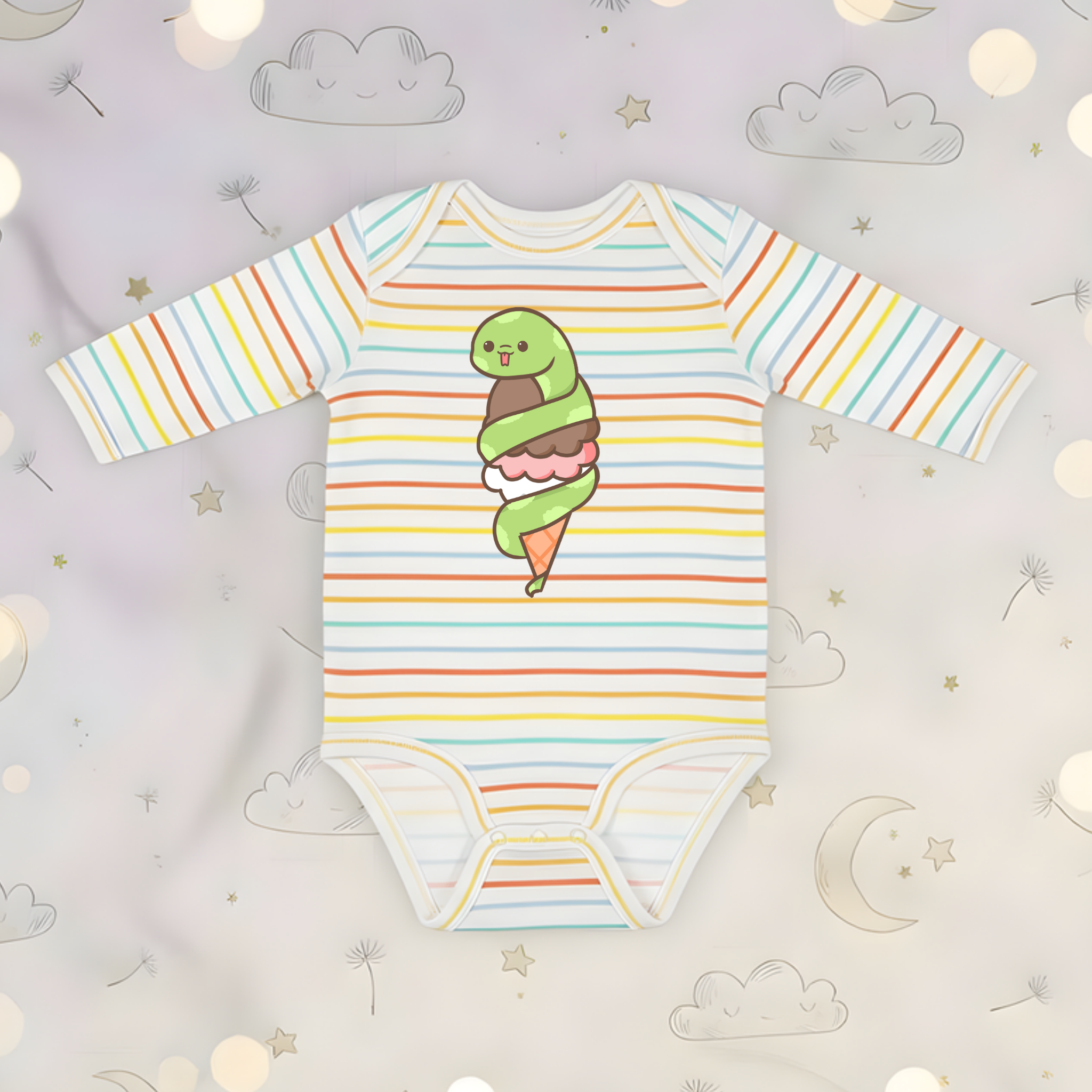 Ice Cream Snake Long Sleeve Onesie
