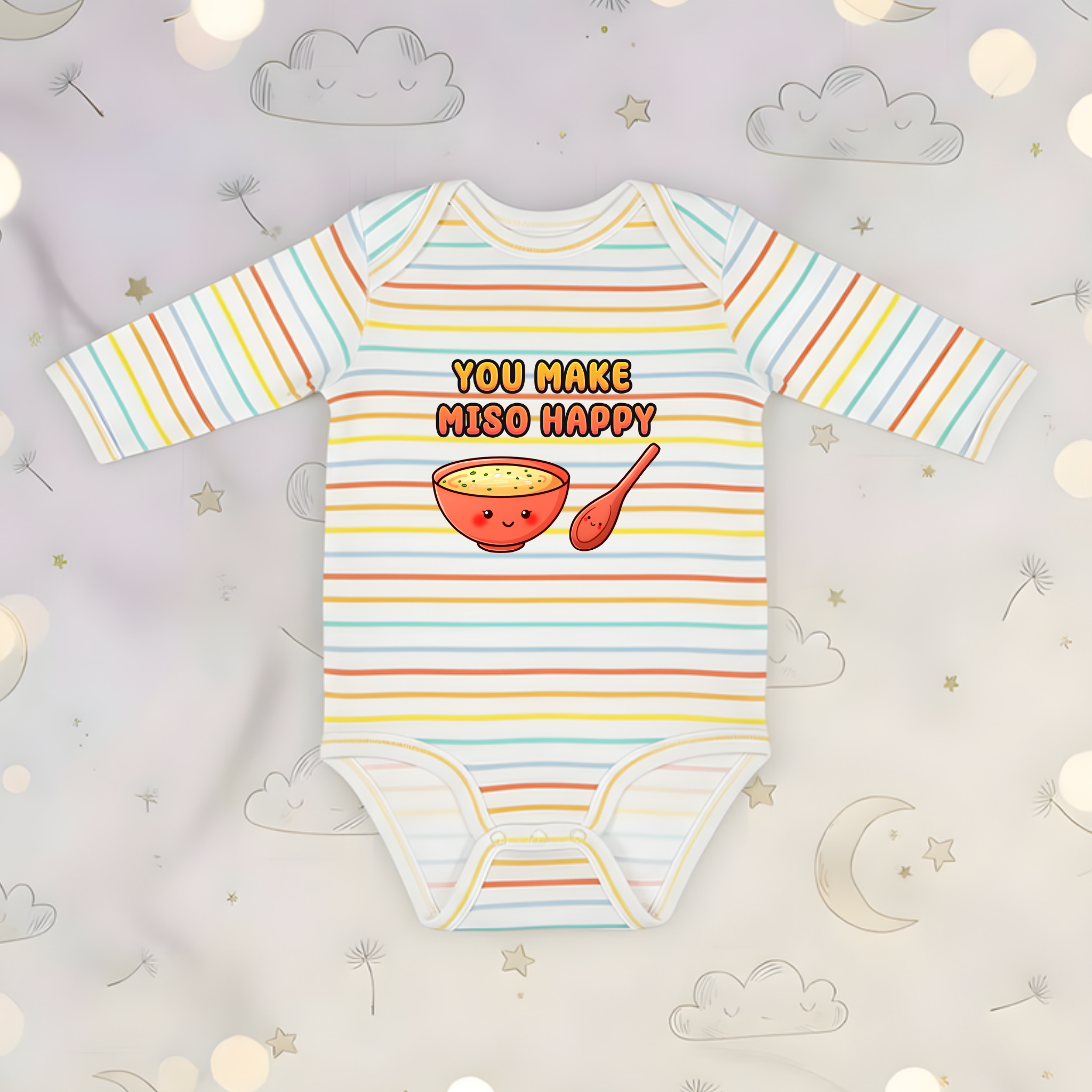 You Make Miso Happy Miso Soup and Spoon Couple Long Sleeve Onesie