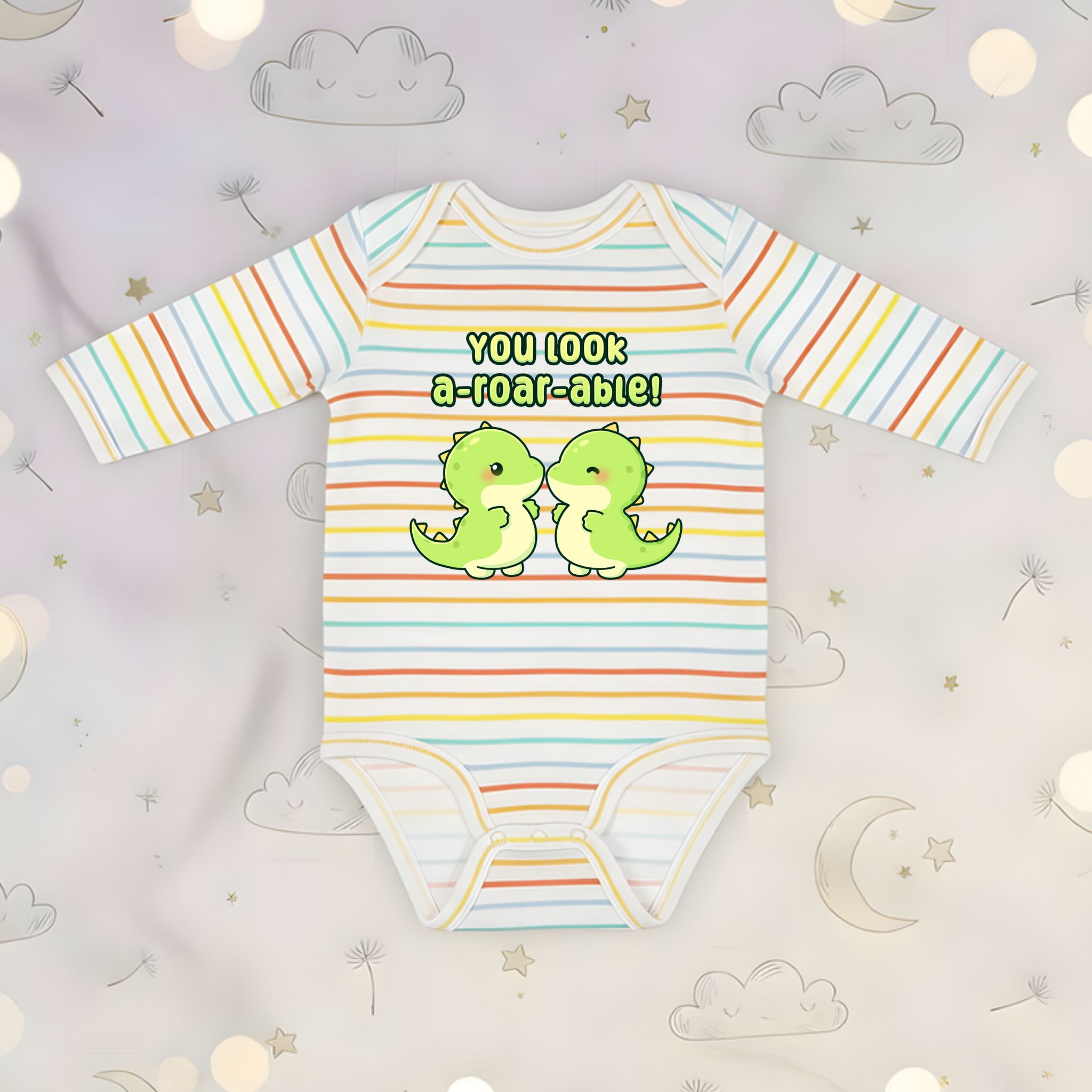 You Look A-Roar-Able! Dinosaur Couple Long Sleeve Onesie