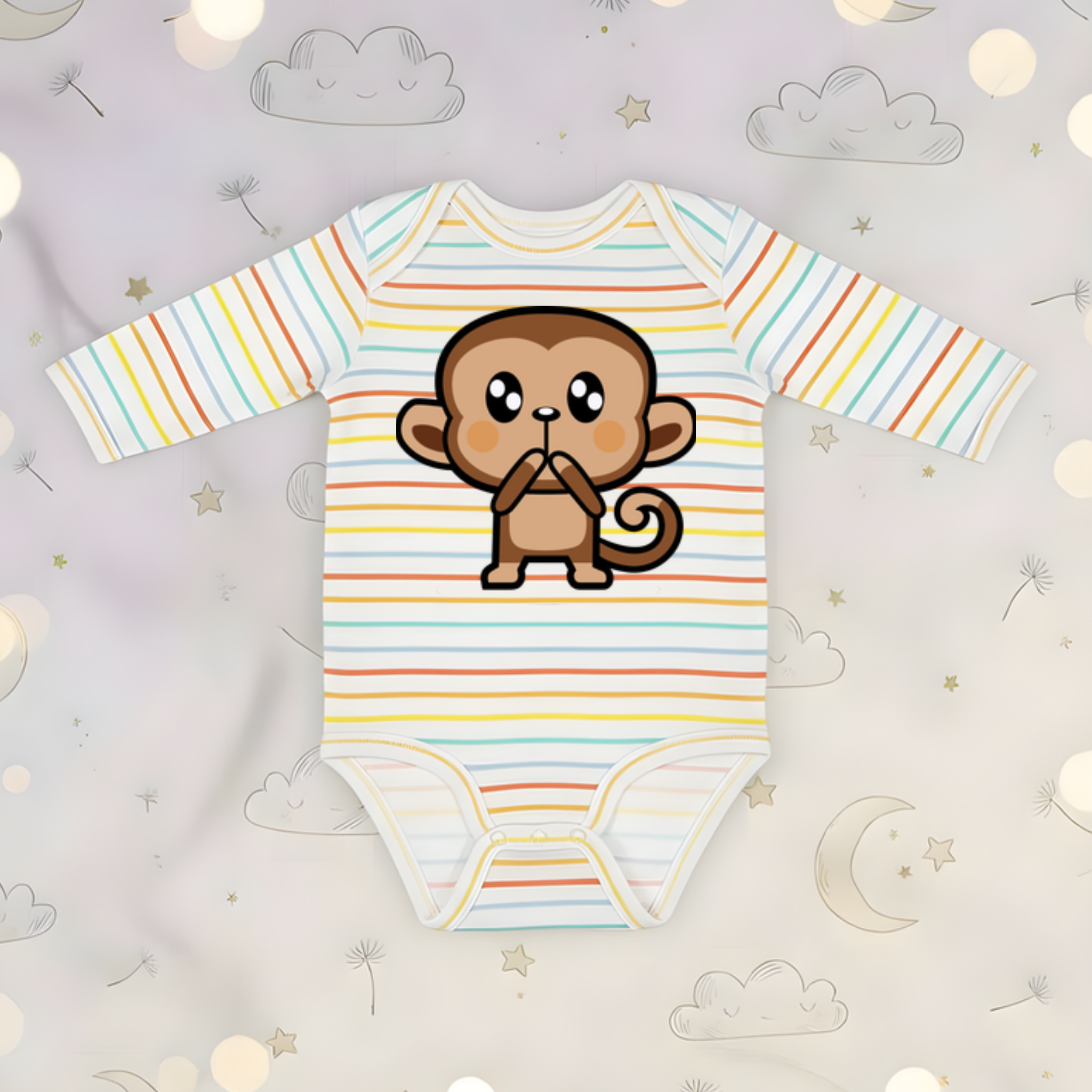Shocked Monkey Long Sleeve Onesie