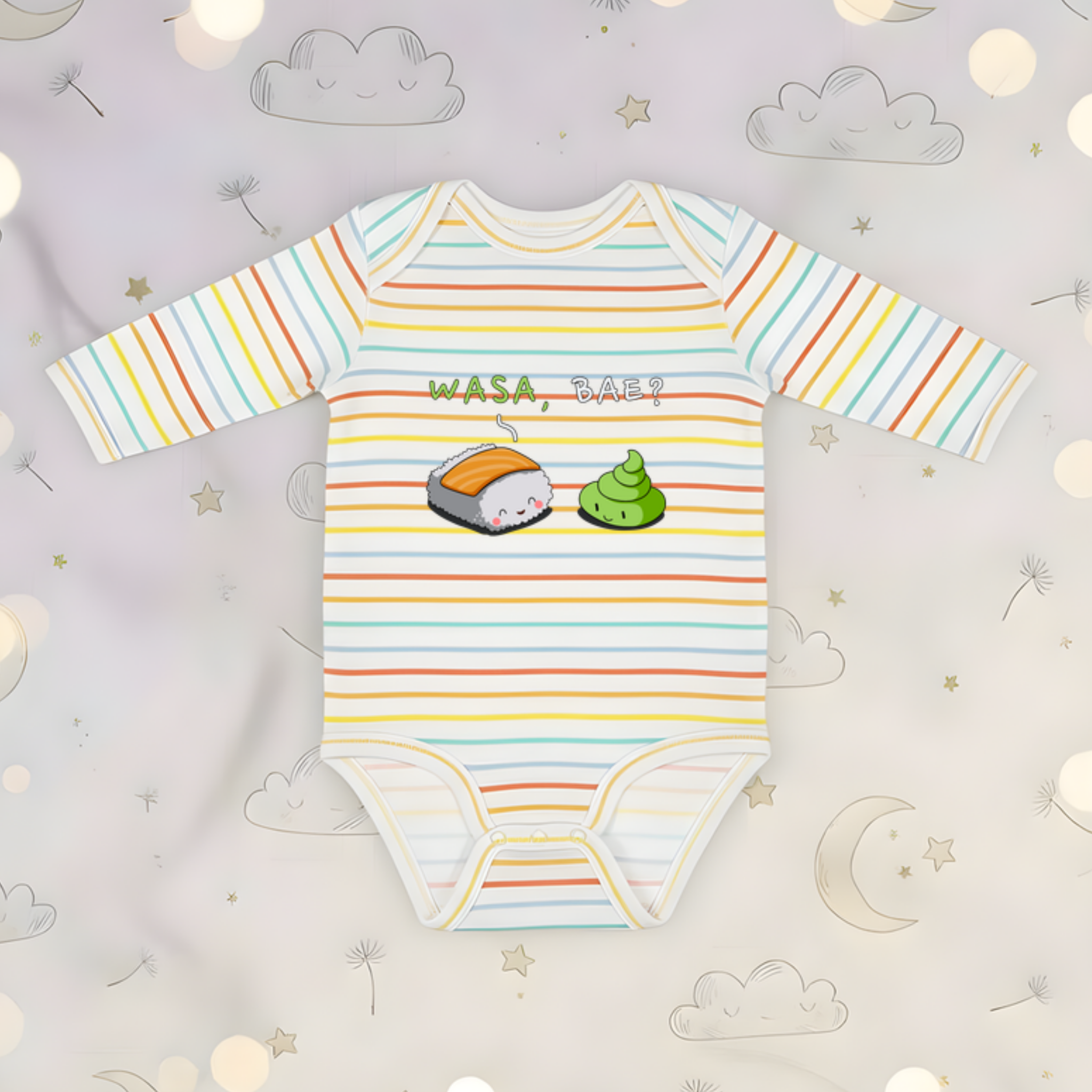 Wasa, Bae? Sushi and Wasabi Couple Long Sleeve Onesie