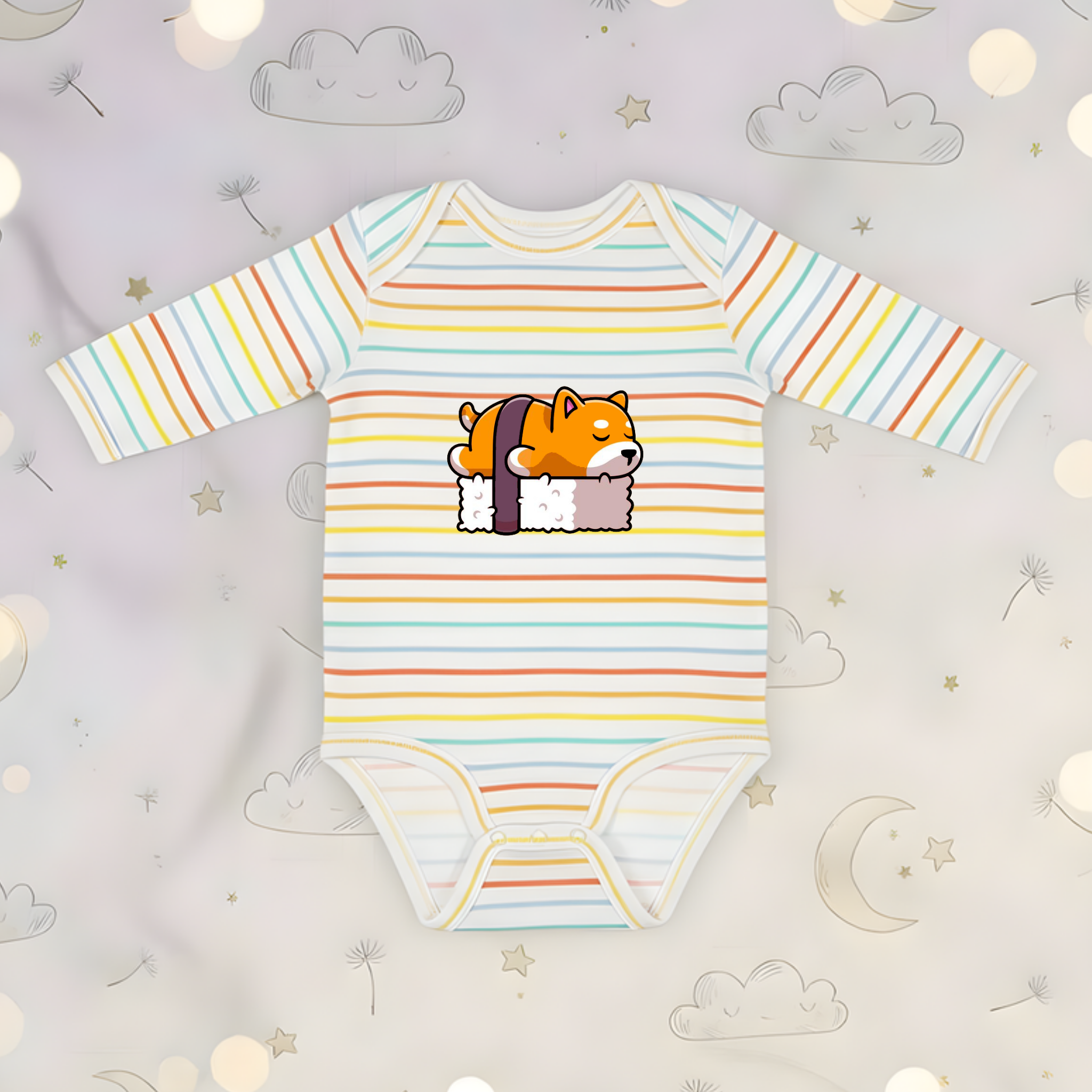 Dog Sleeping on Sushi Long Sleeve Onesie