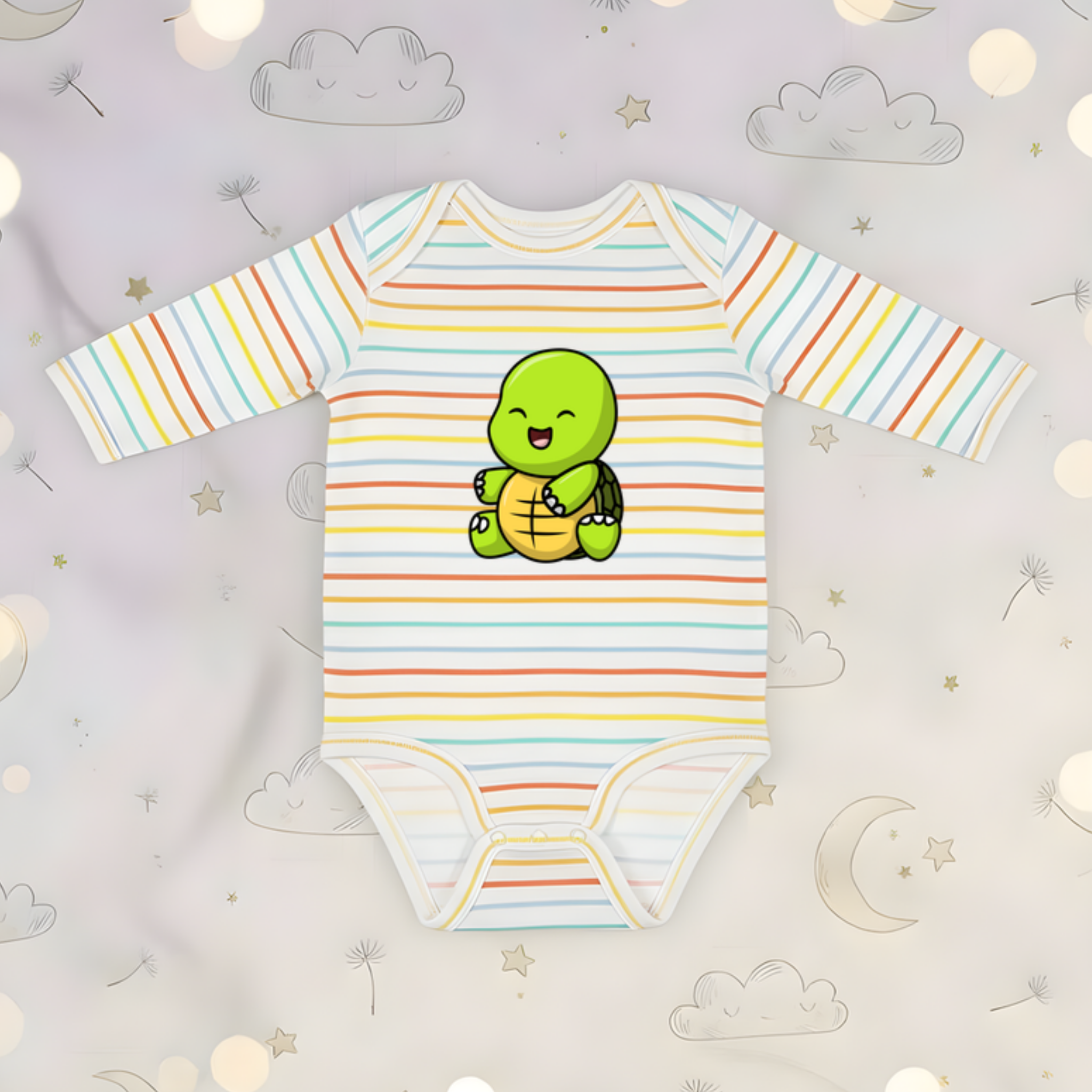 Sitting Baby Turtle Long Sleeve Onesie