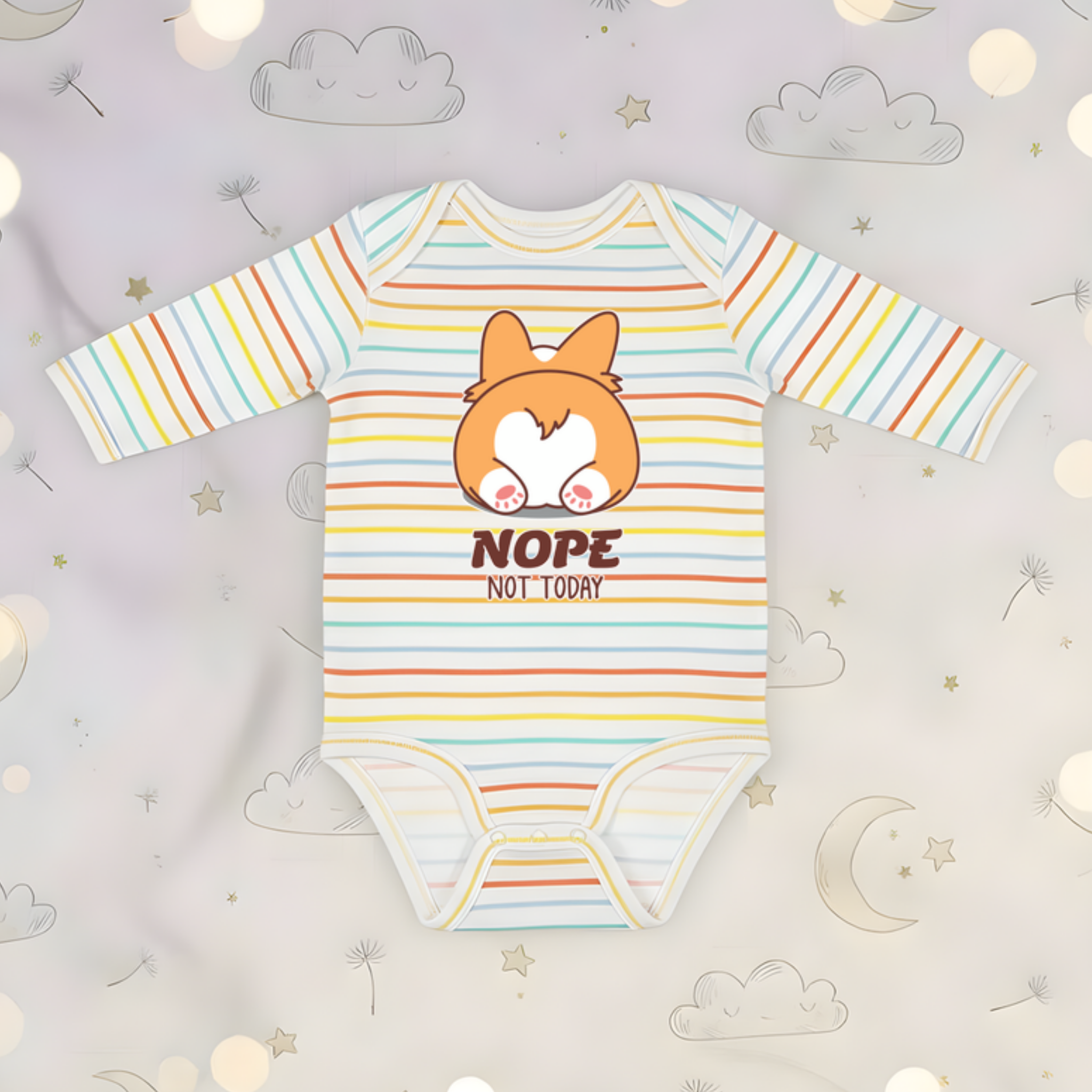 Nope Not Today Dog Butt Long Sleeve Onesie