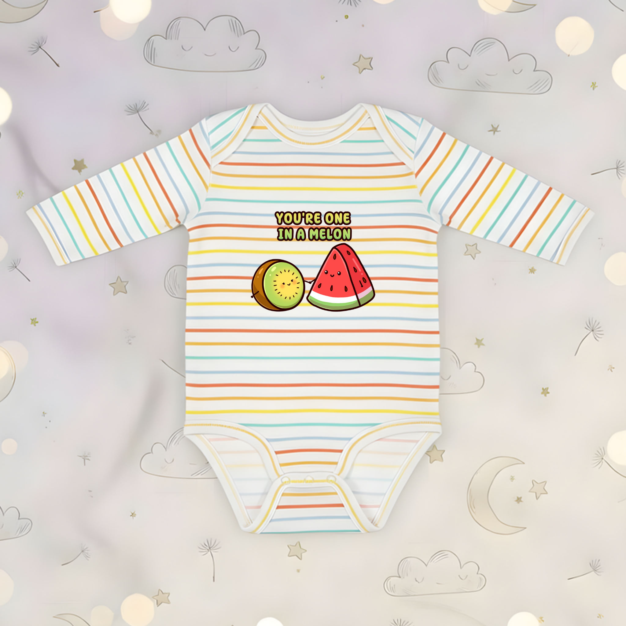 You're One in a Melon Kiwi and Watermelon Couple Long Sleeve Onesie