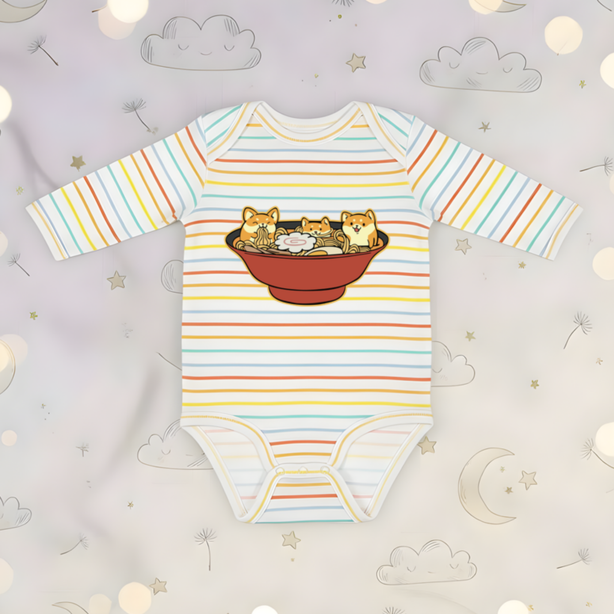 Shiba Inu Ramen Bowl Long Sleeve Onesie
