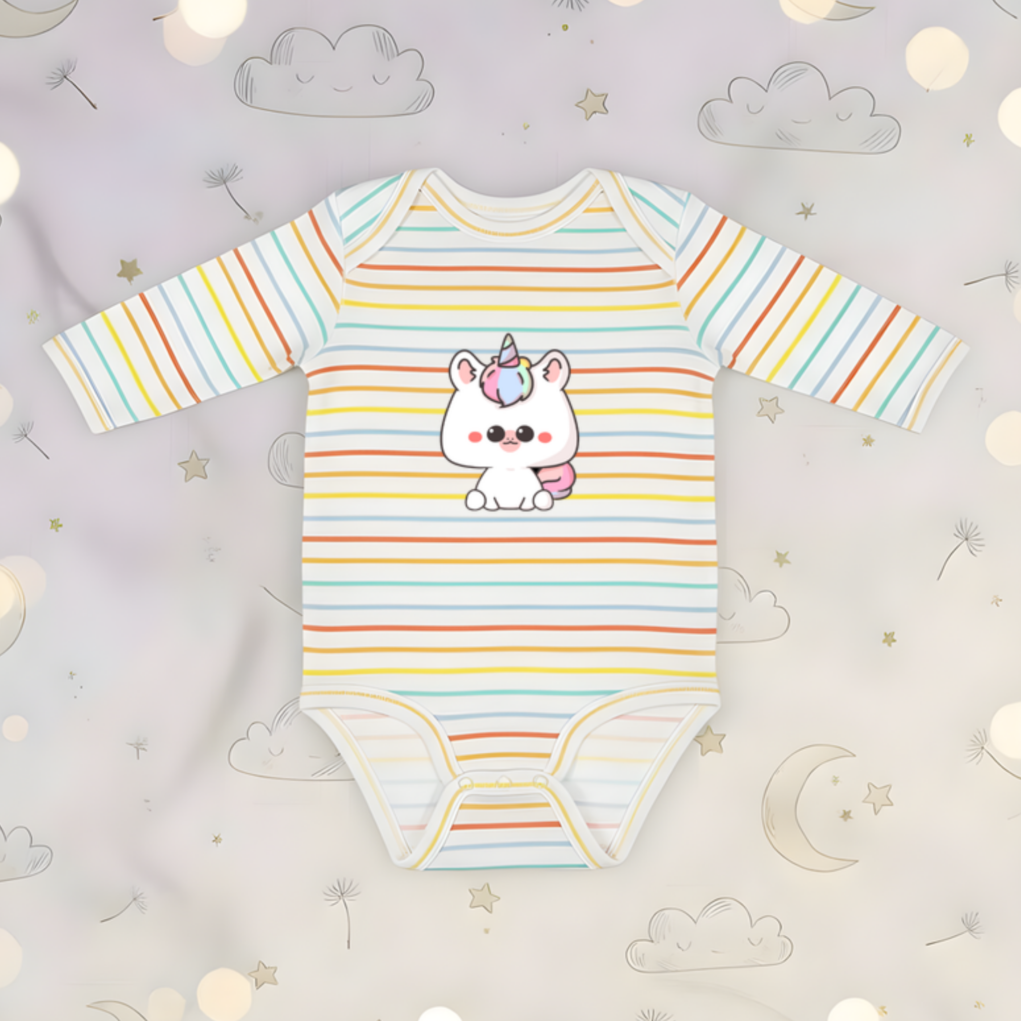 Rainbow Baby Unicorn Long Sleeve Onesie