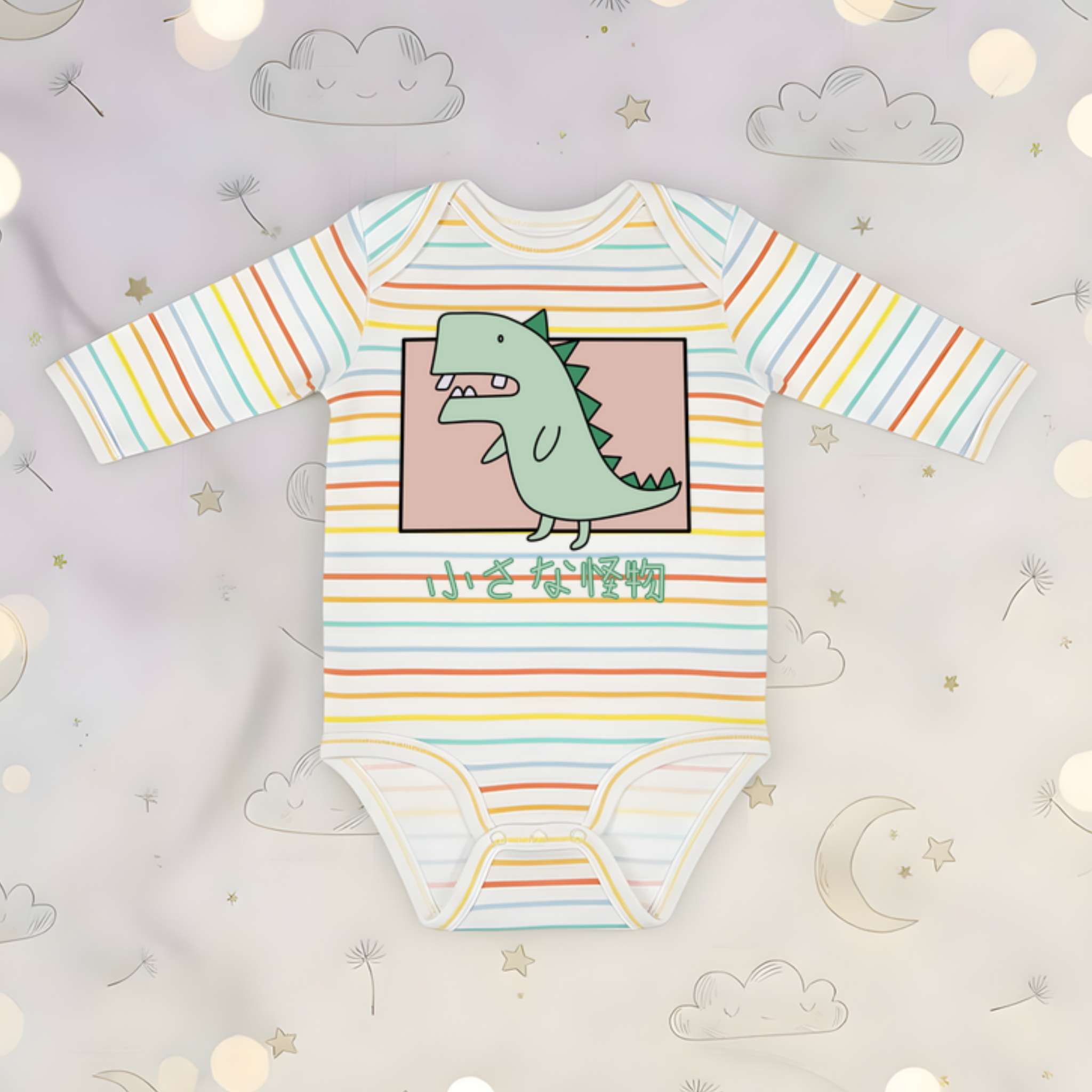 Crooked Toothed T-Rex Long Sleeve Onesie