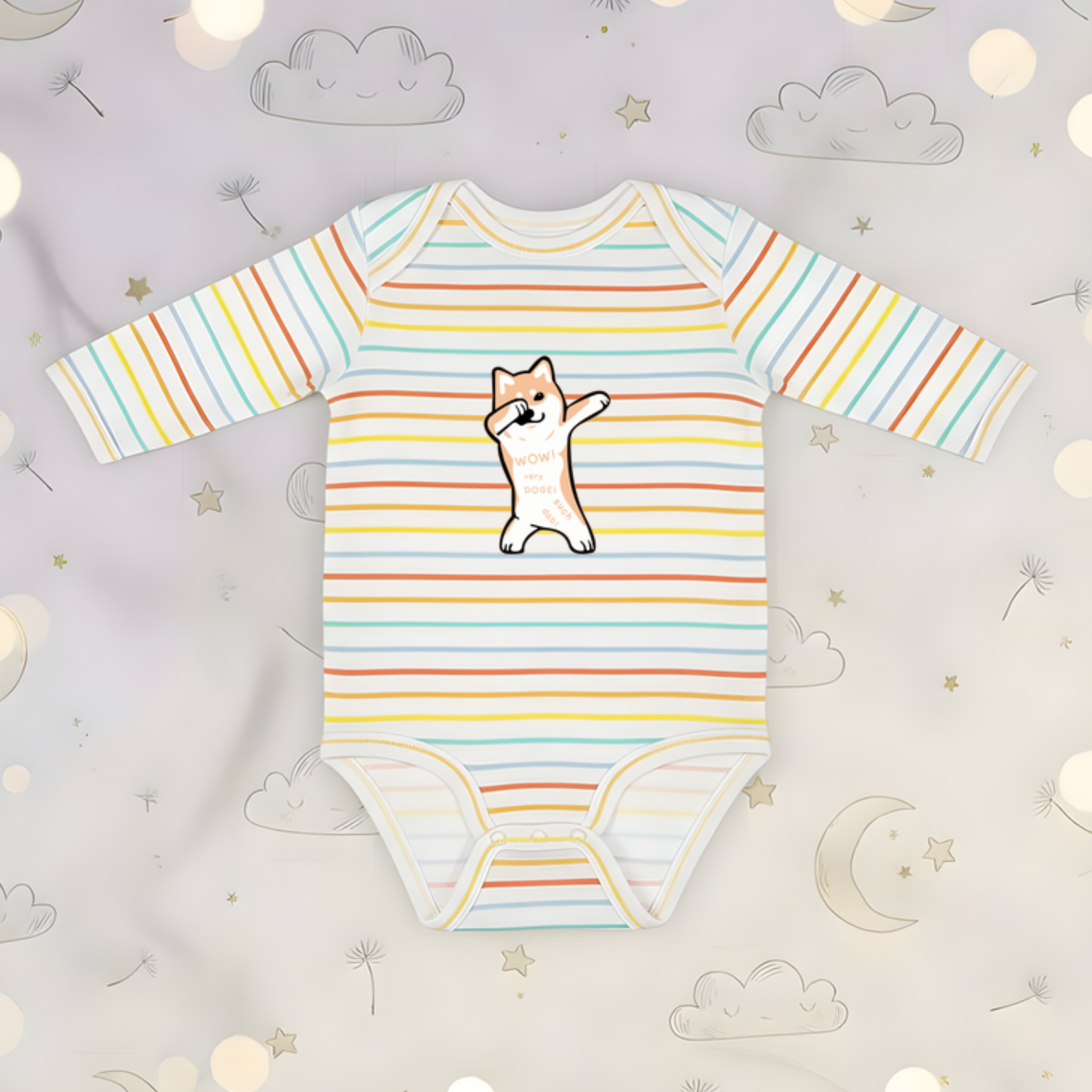 Dabbing Doge Dog Long Sleeve Onesie
