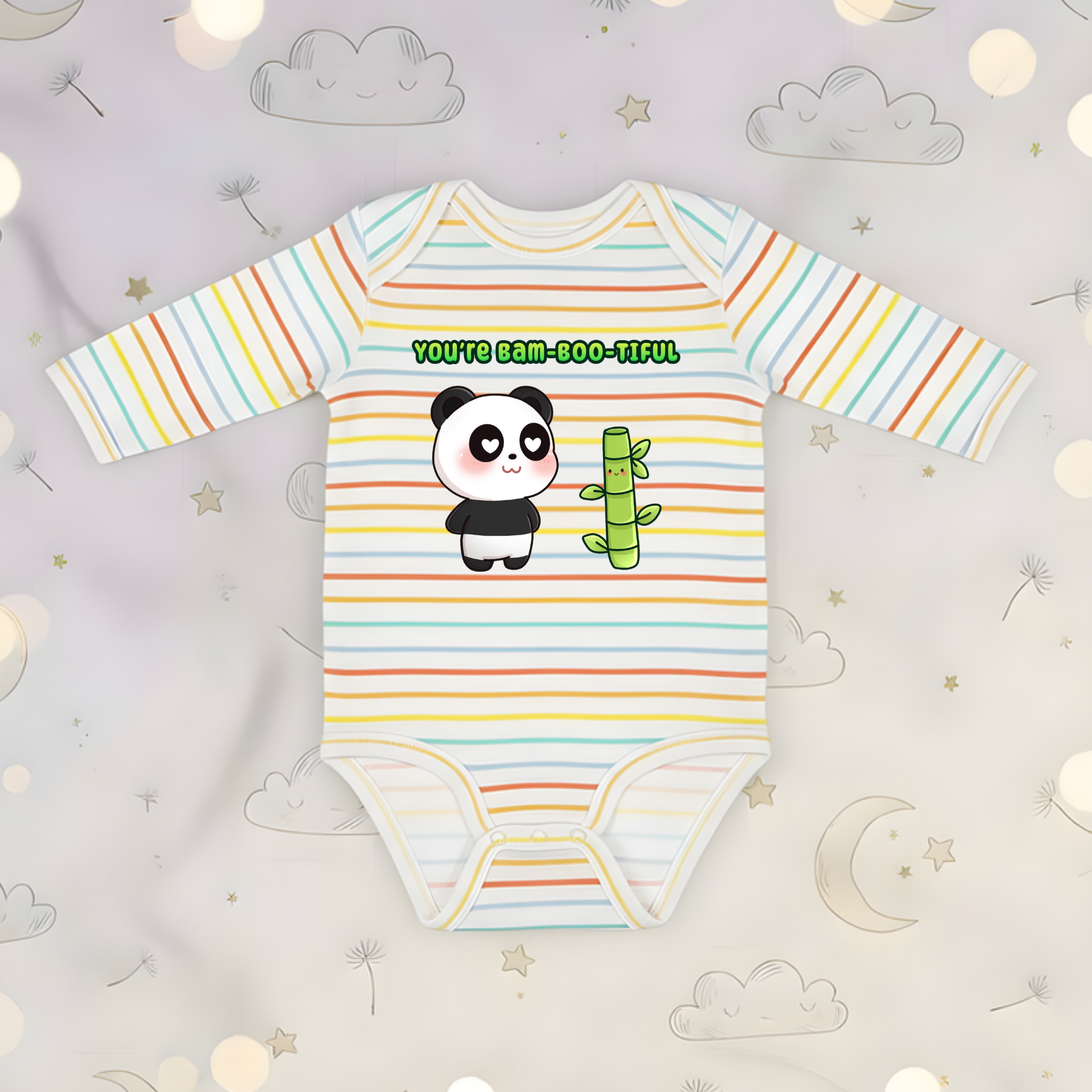 You're Bam-Boo-Tiful Panda and Bamboo Couple Long Sleeve Onesie