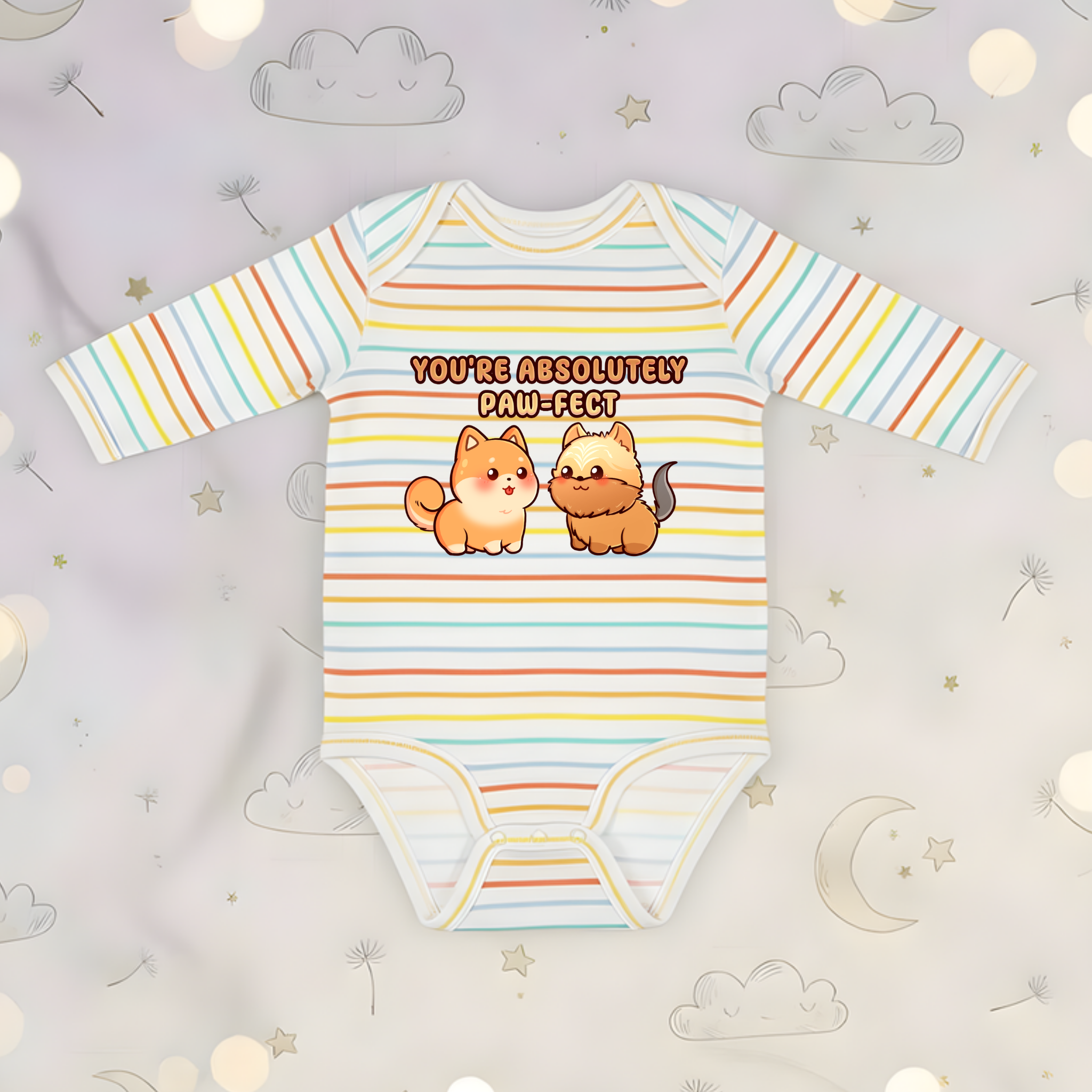 You're Absolutely Paw-fect Dog Couple - Shiba Inu & Yorkshire Terrier Long Sleeve Onesie