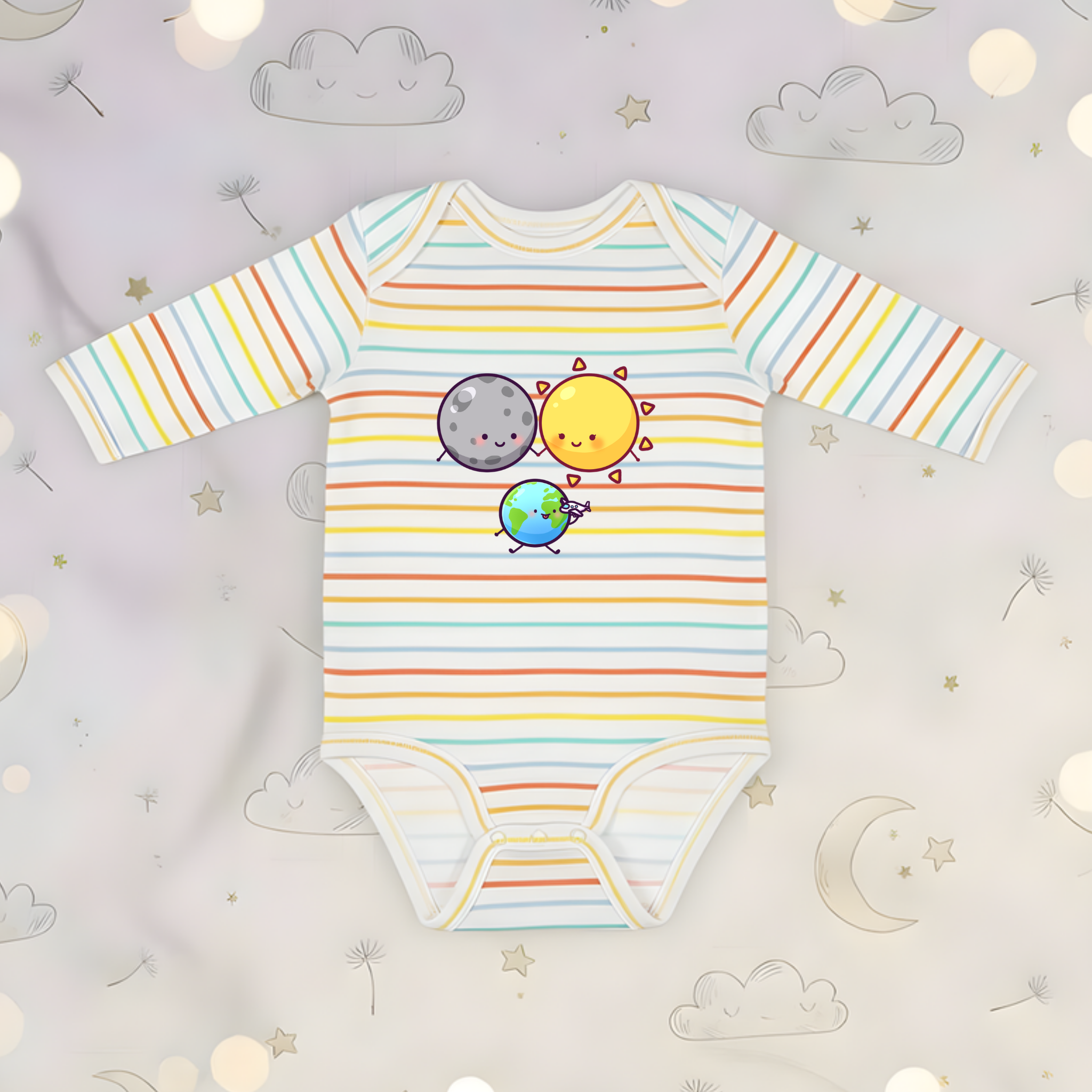 Sun Moon and Earth Family Long Sleeve Onesie