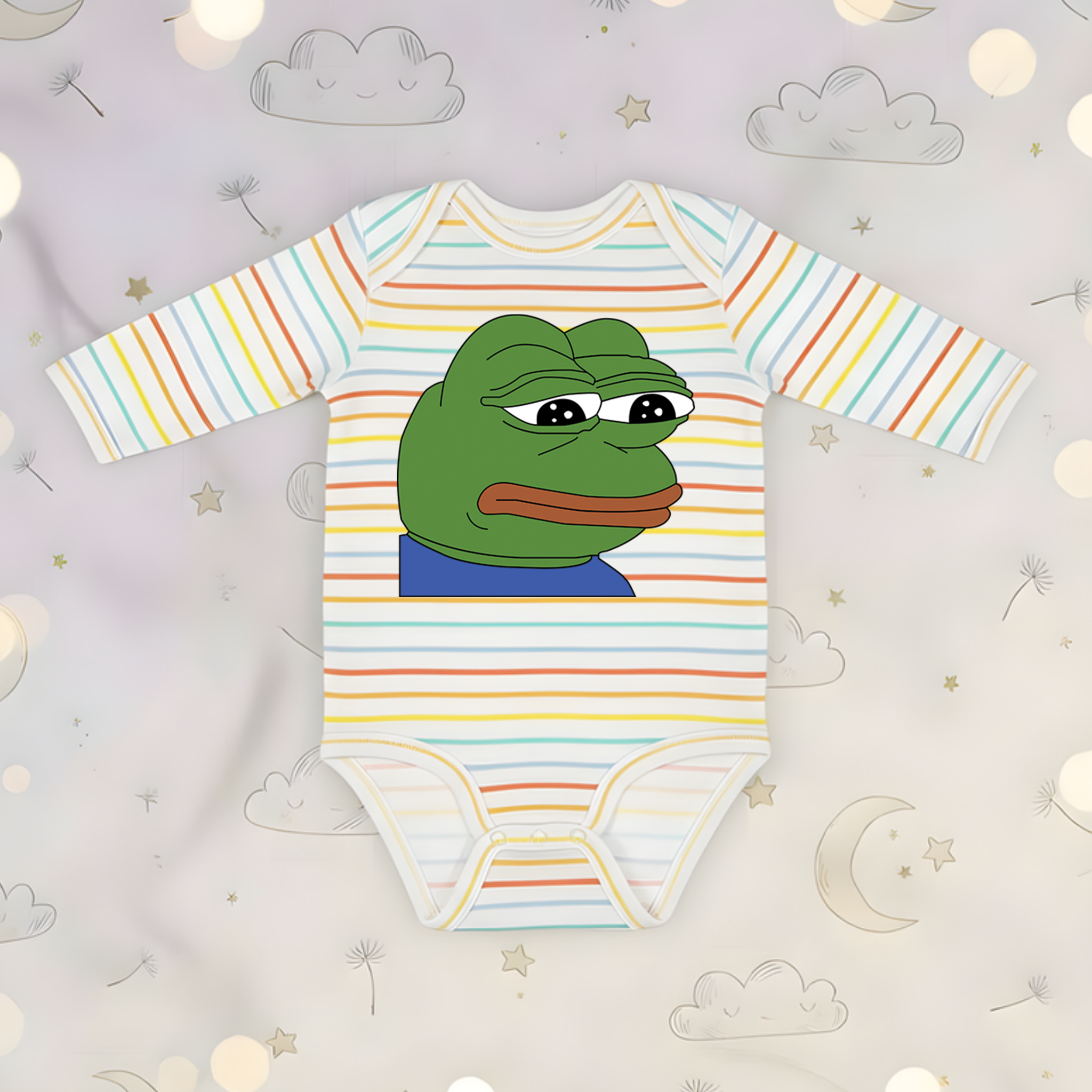 Sad Pepe the Frog Long Sleeve Onesie