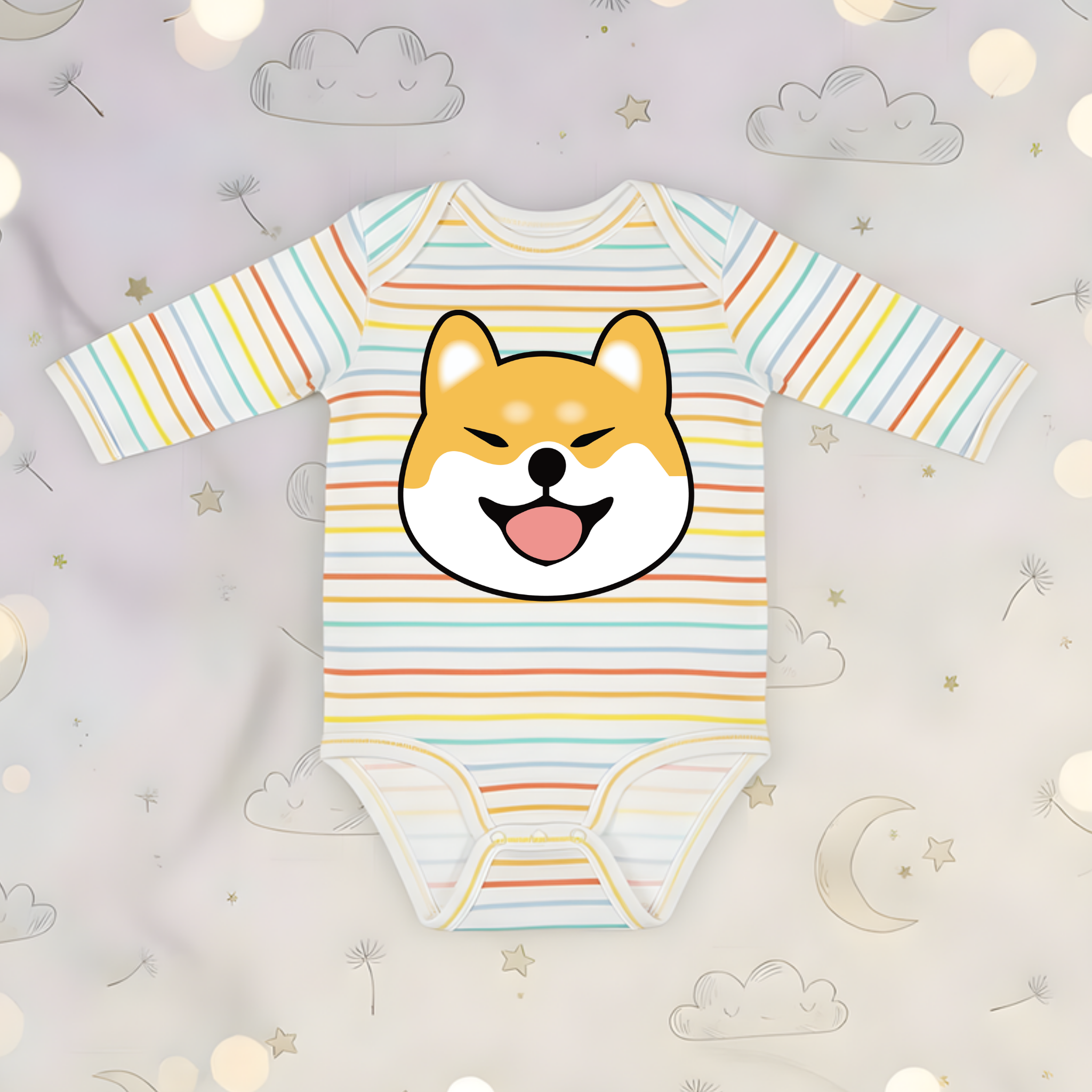 Shiba Inu Face Long Sleeve Onesie