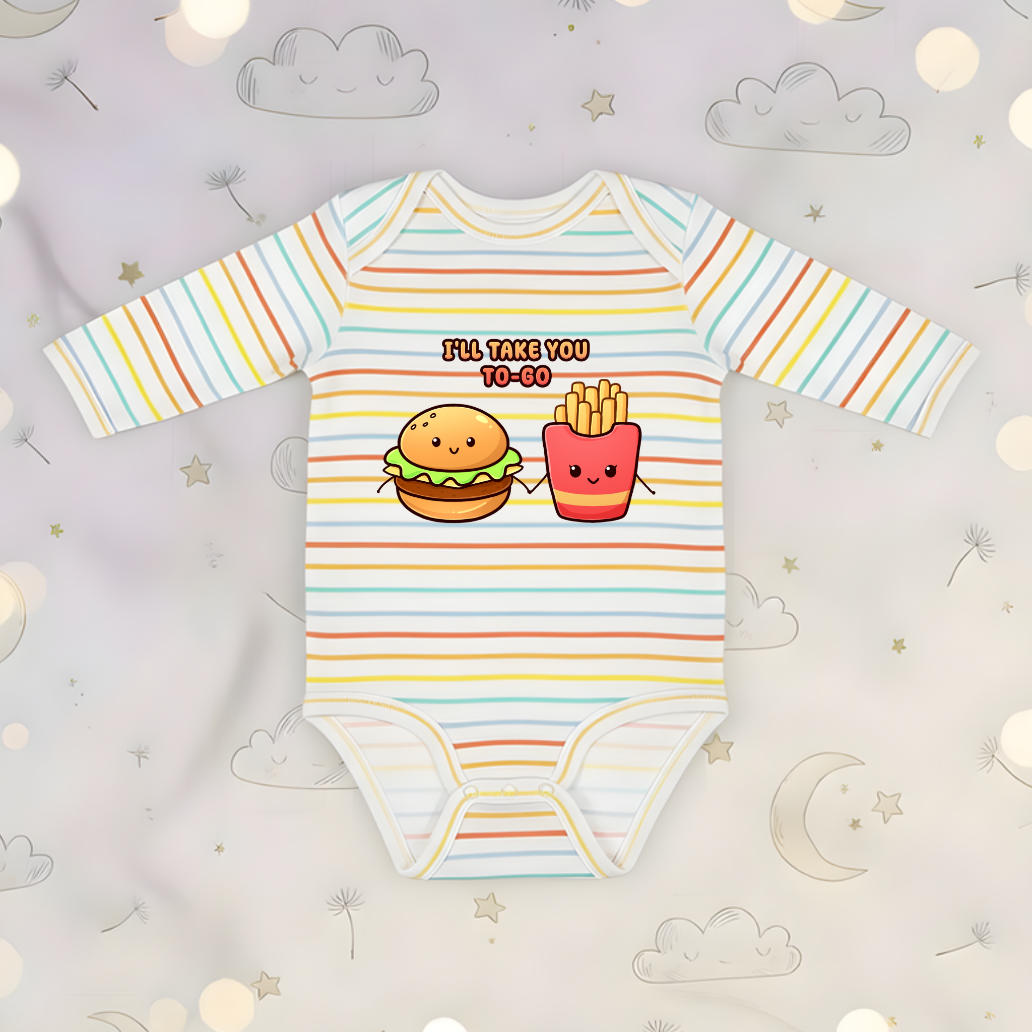 I'll Take You To-Go Burger and Fries Couple Long Sleeve Onesie