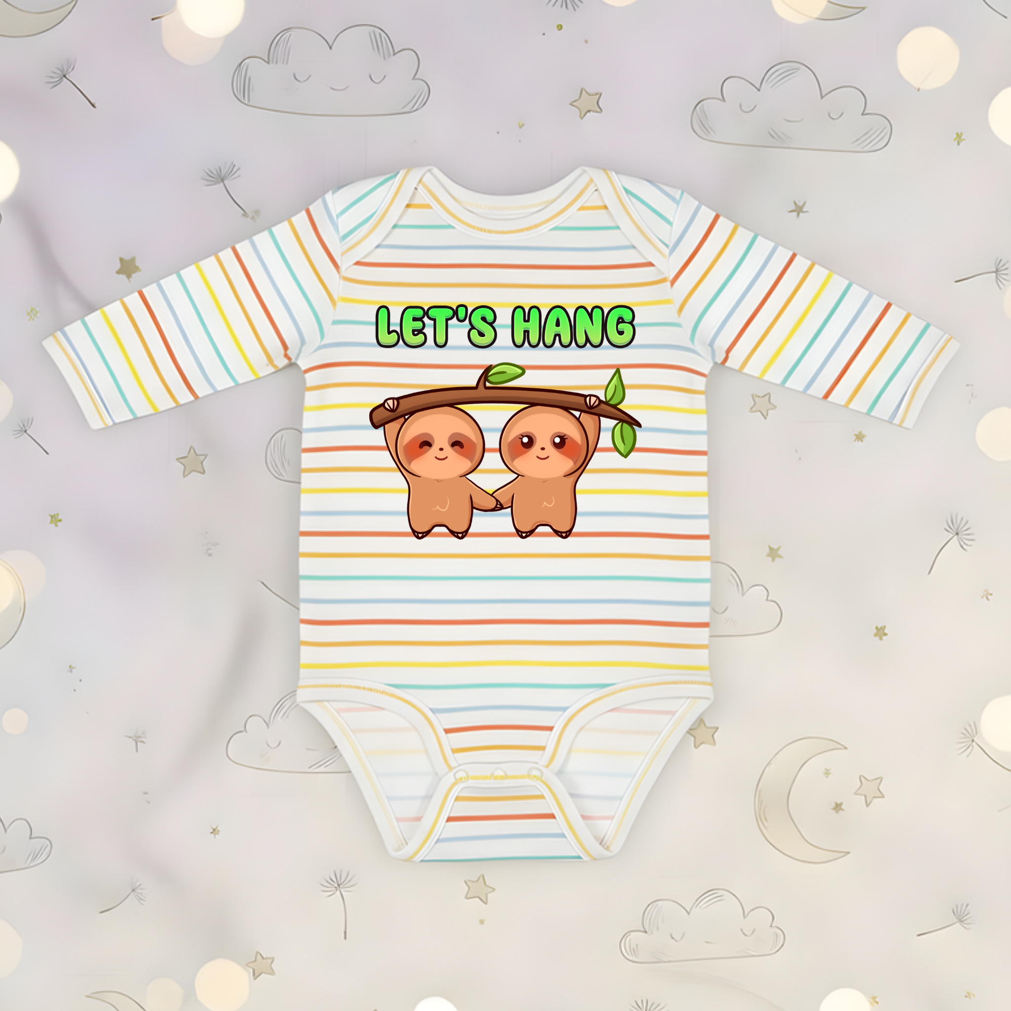 Let's Hang Sloth Couple Long Sleeve Onesie