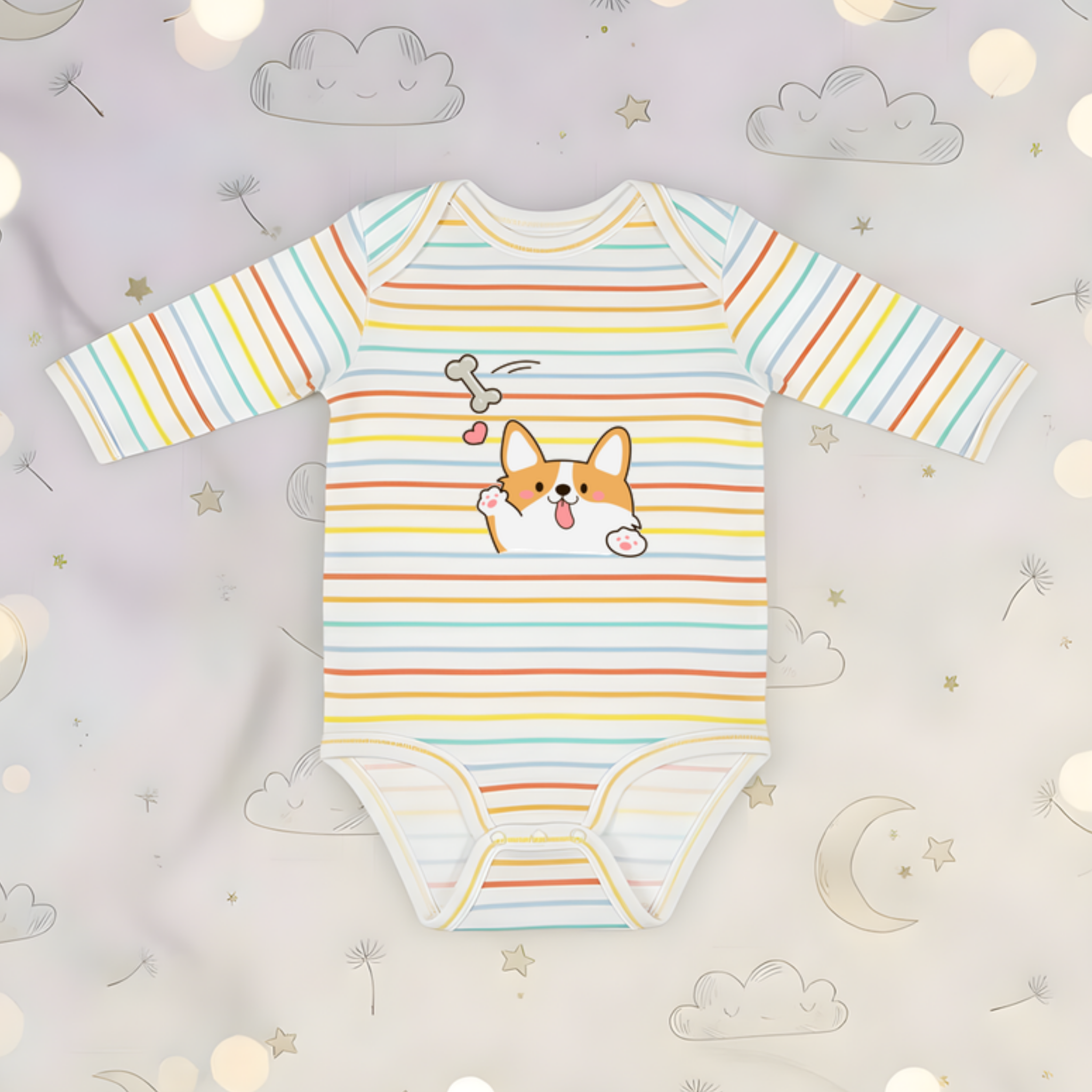 Dog Fetching Bone Long Sleeve Onesie