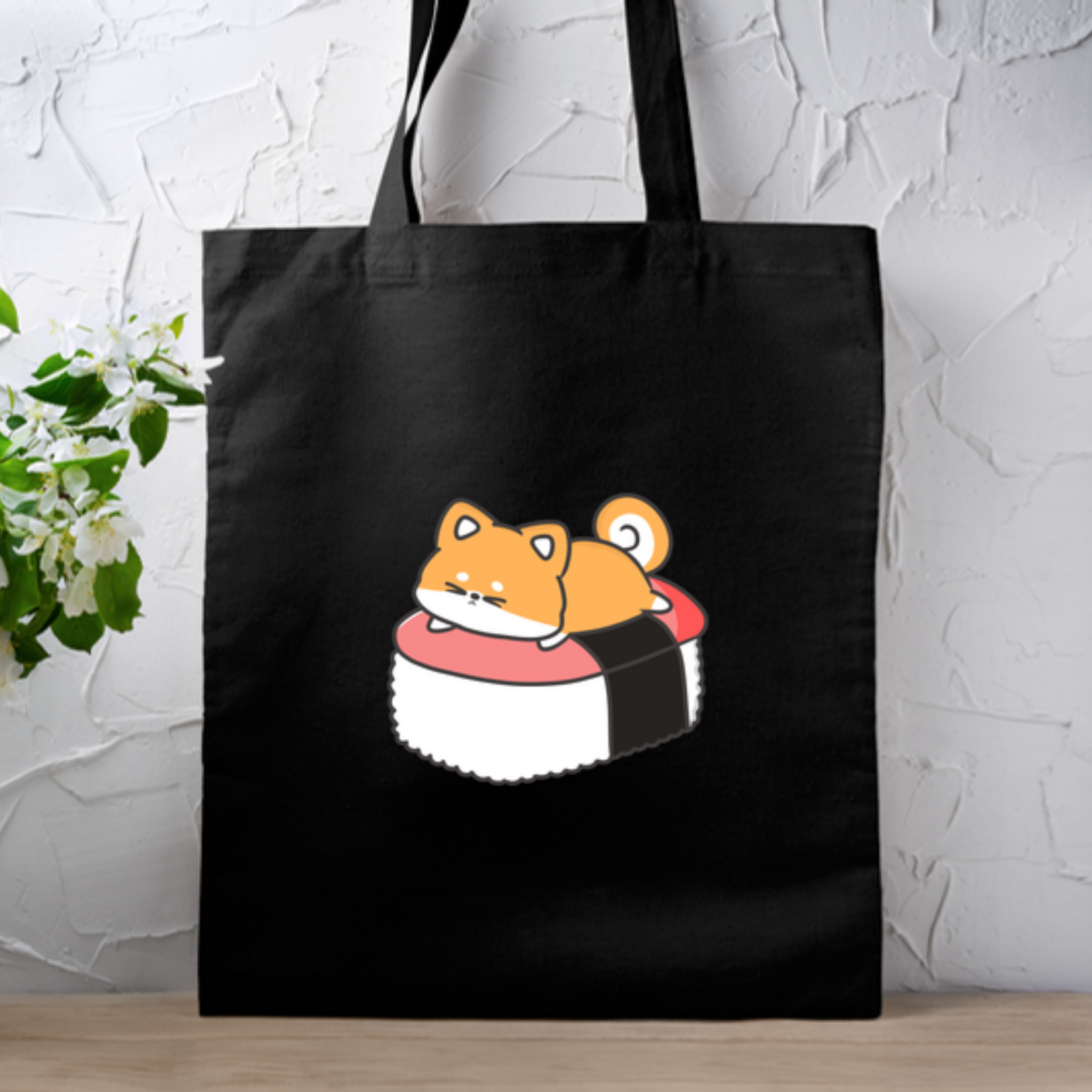 Puppy on Sushi Bed Tote Bag